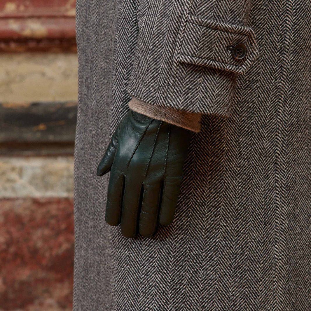 Gants en cuir vert forêt