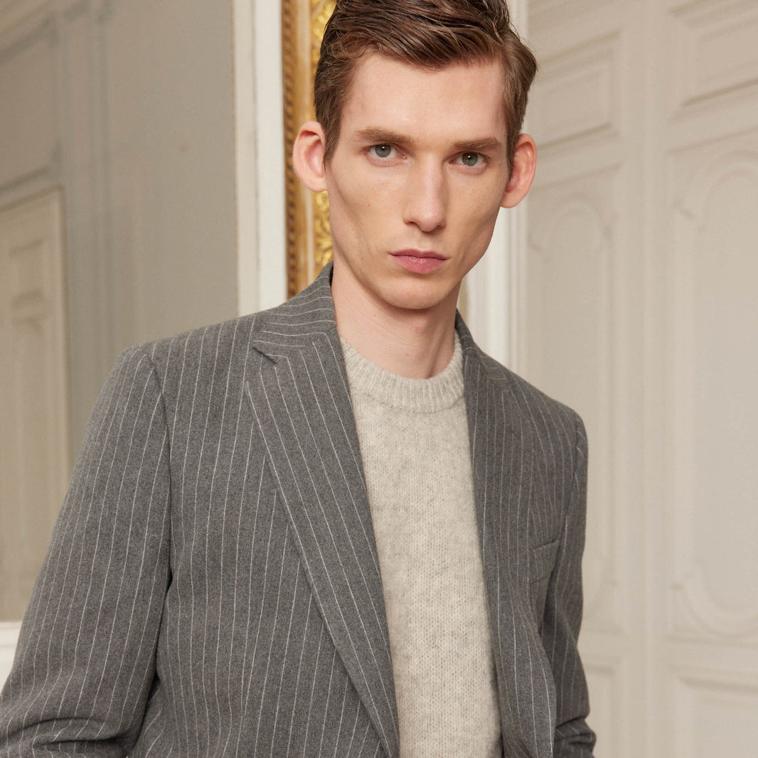 Grey striped cotton moleskin jacket