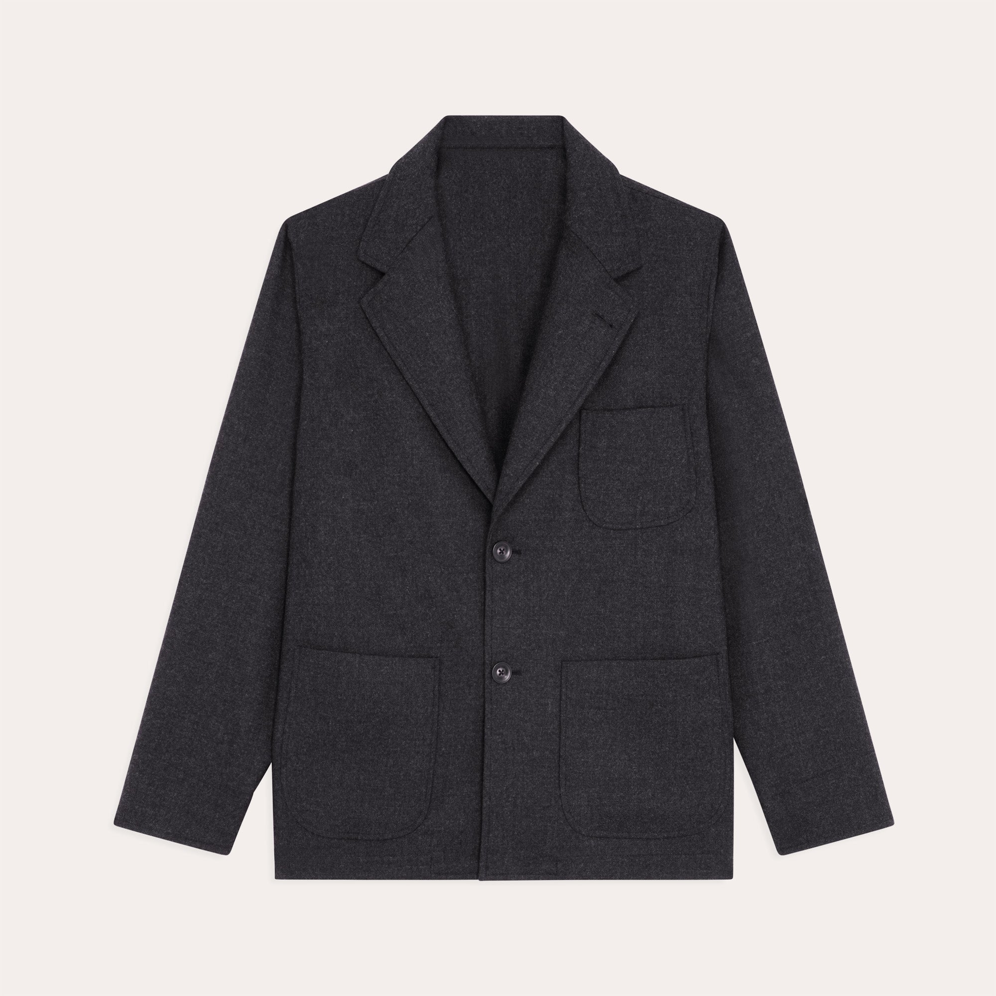 Deconstructed tailored jacket in gray wool flannel – Hast Paris