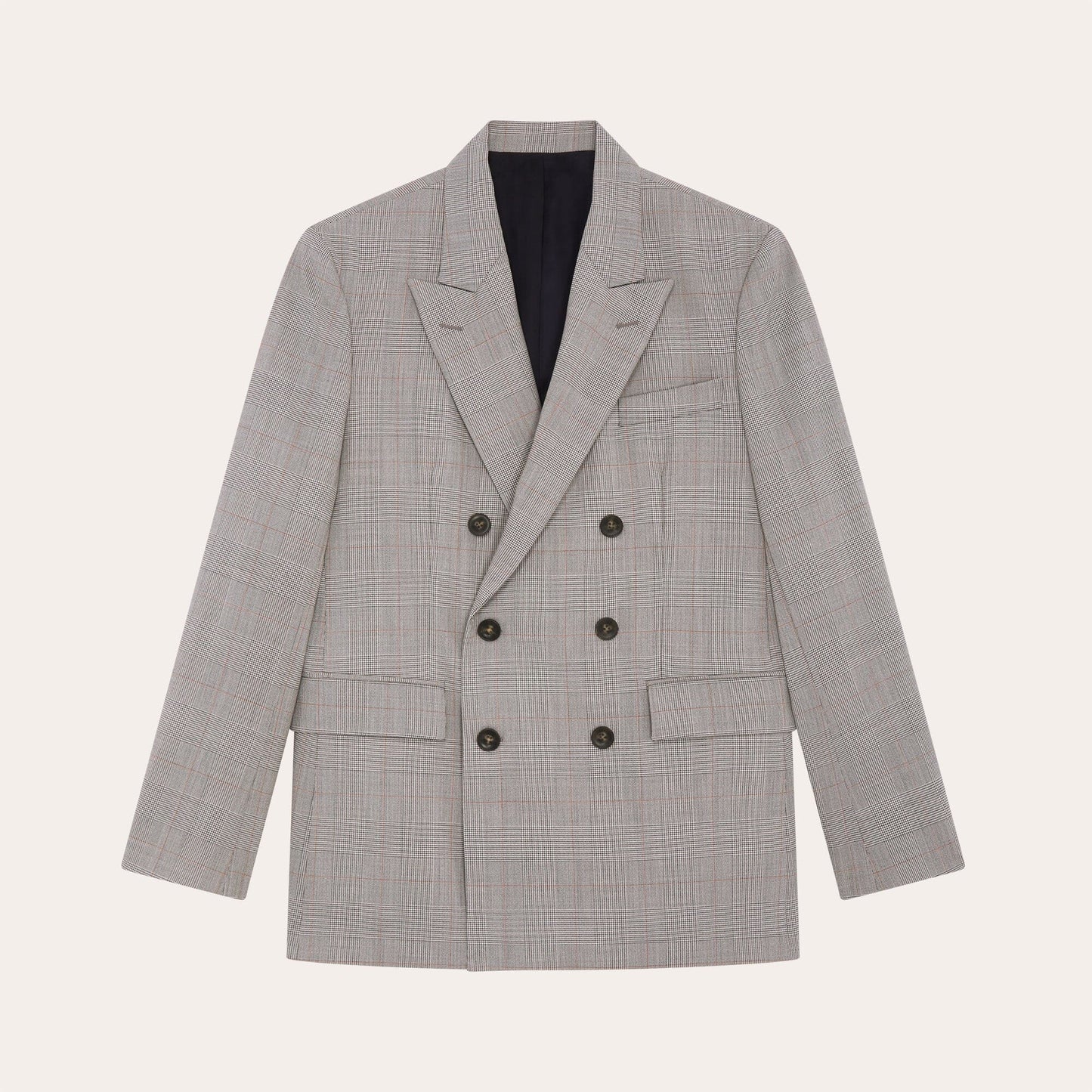 Grey Prince of Wales wool double-breasted jacket