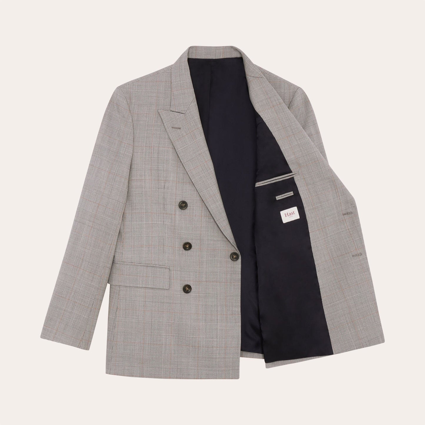 Grey Prince of Wales wool double-breasted jacket