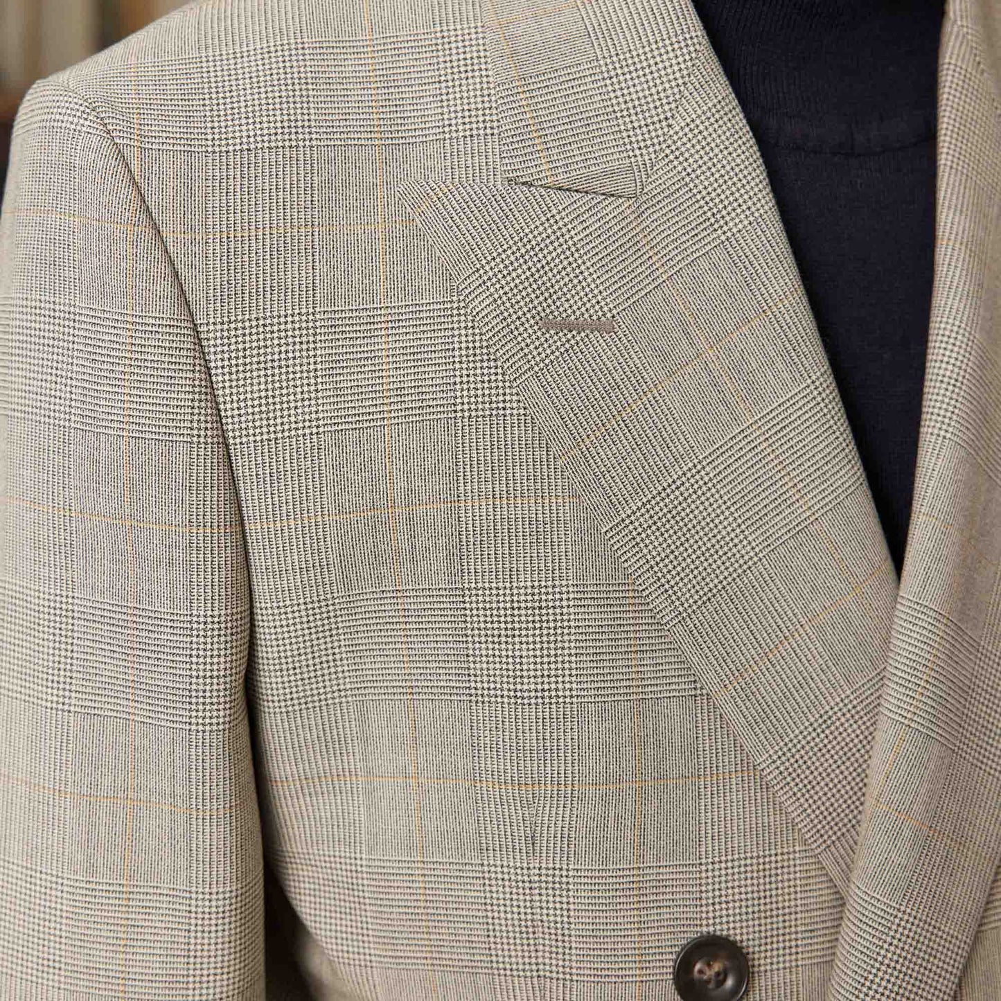 Grey Prince of Wales wool double-breasted jacket