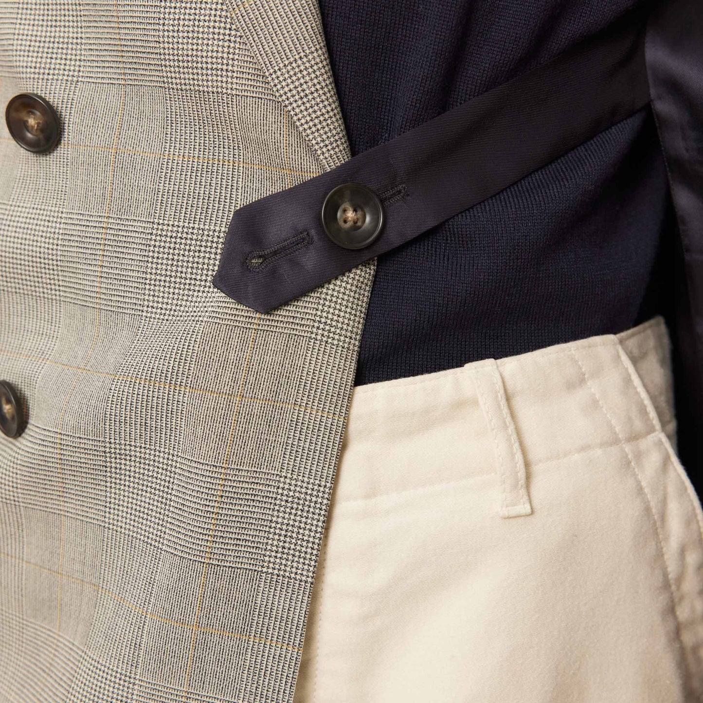 Grey Prince of Wales wool double-breasted jacket