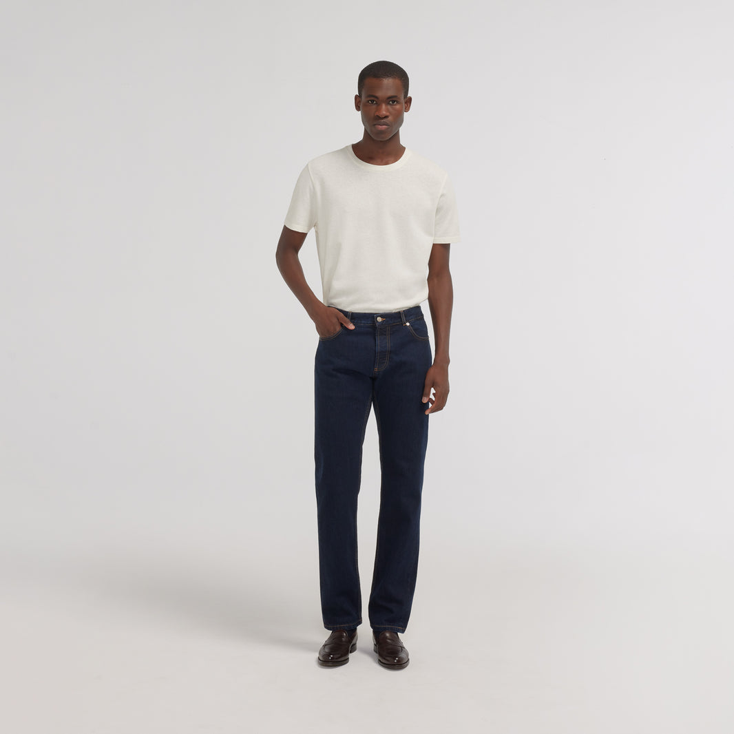 Indigo selvedge jeans in organic cotton