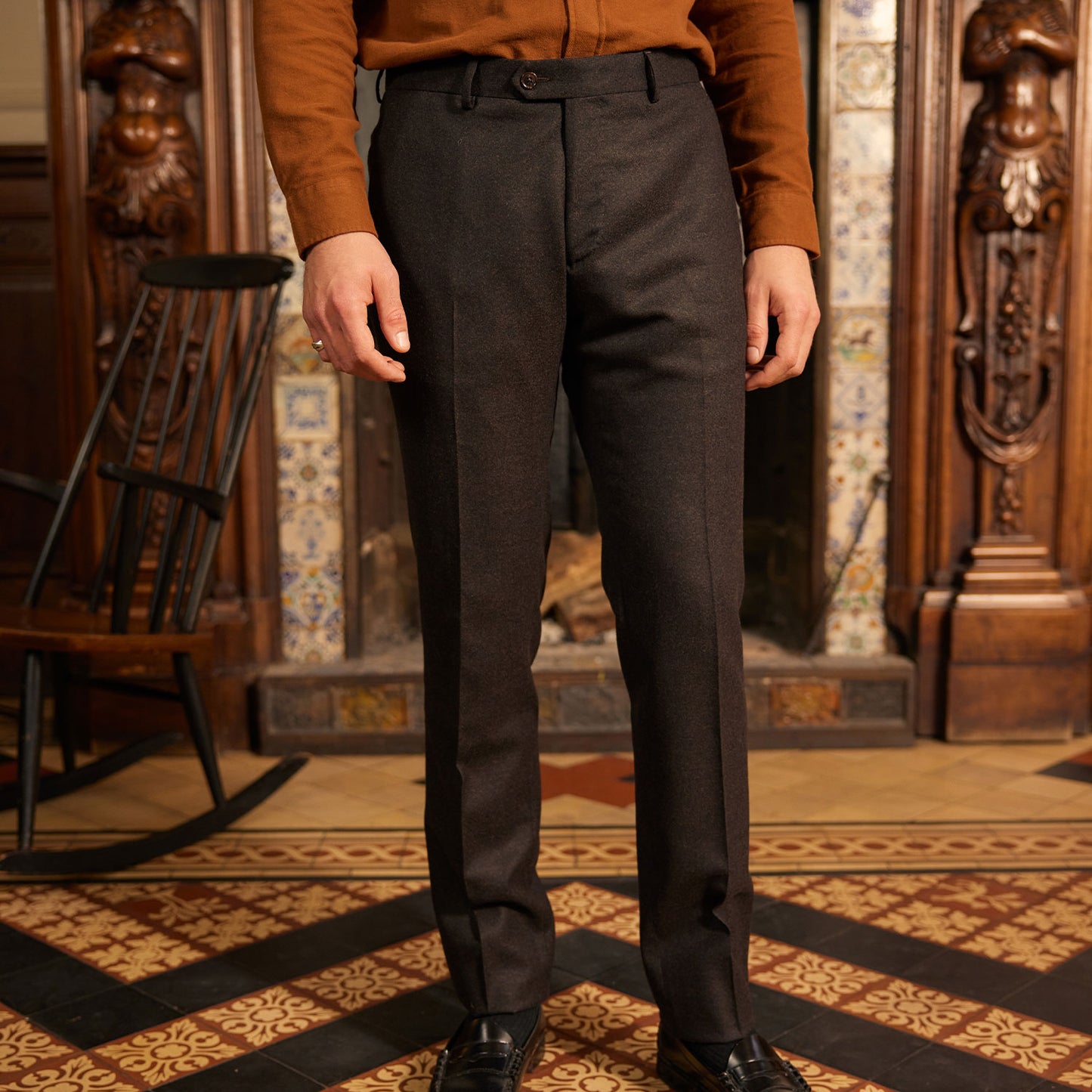 Pantalon en flanelle de laine marron