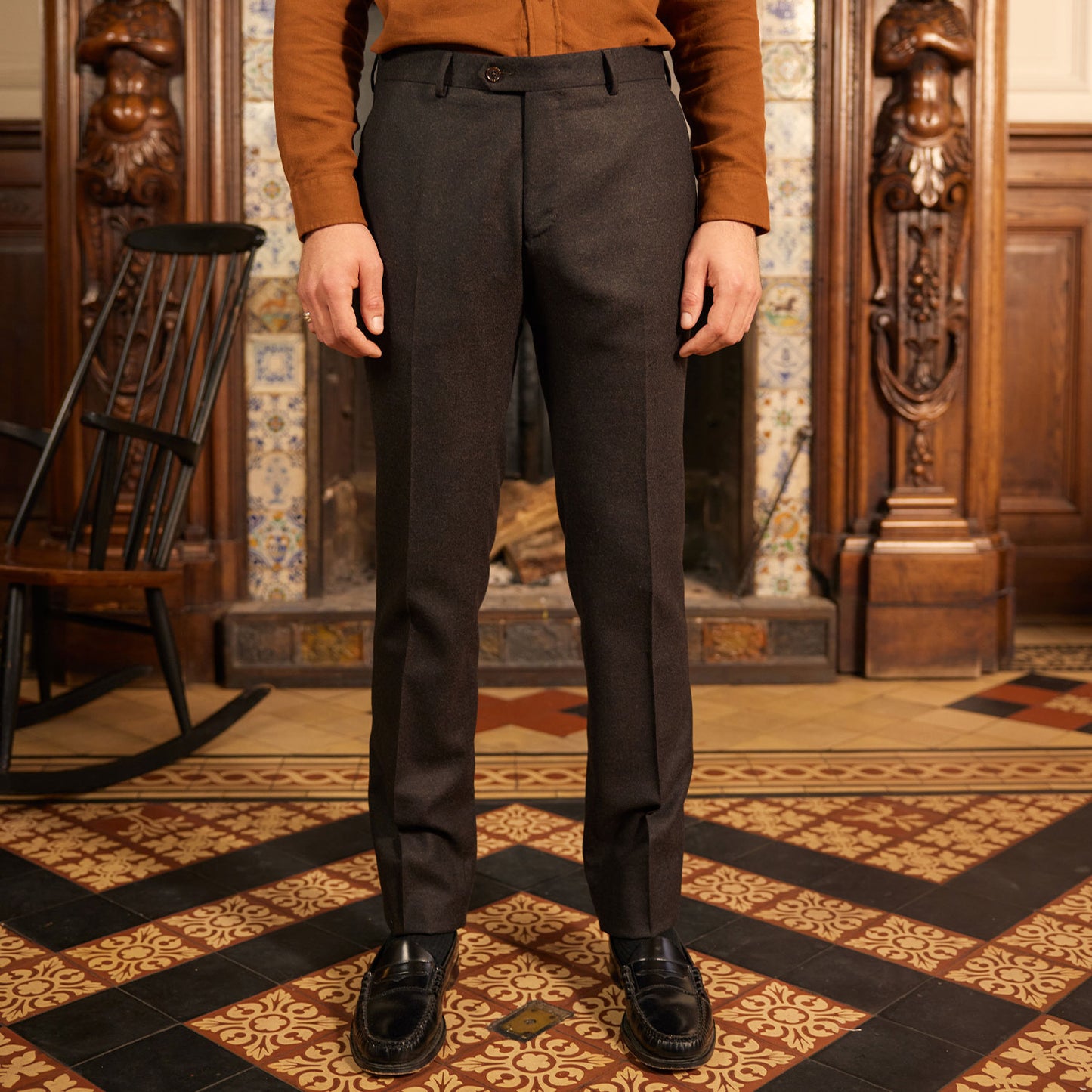 Pantalon en flanelle de laine marron