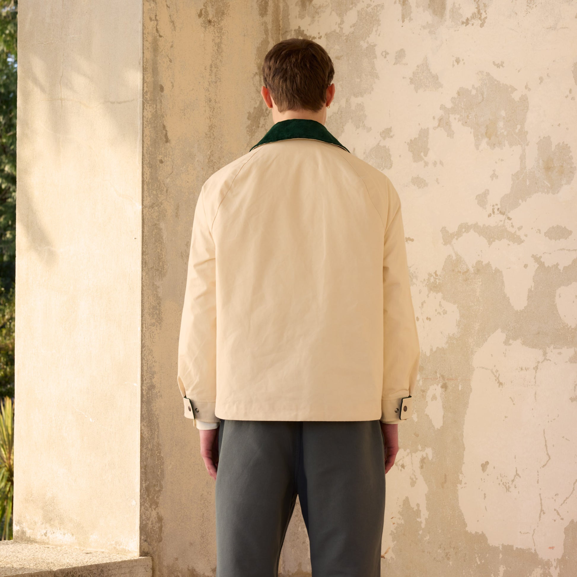 Blouson en coton ciré écru