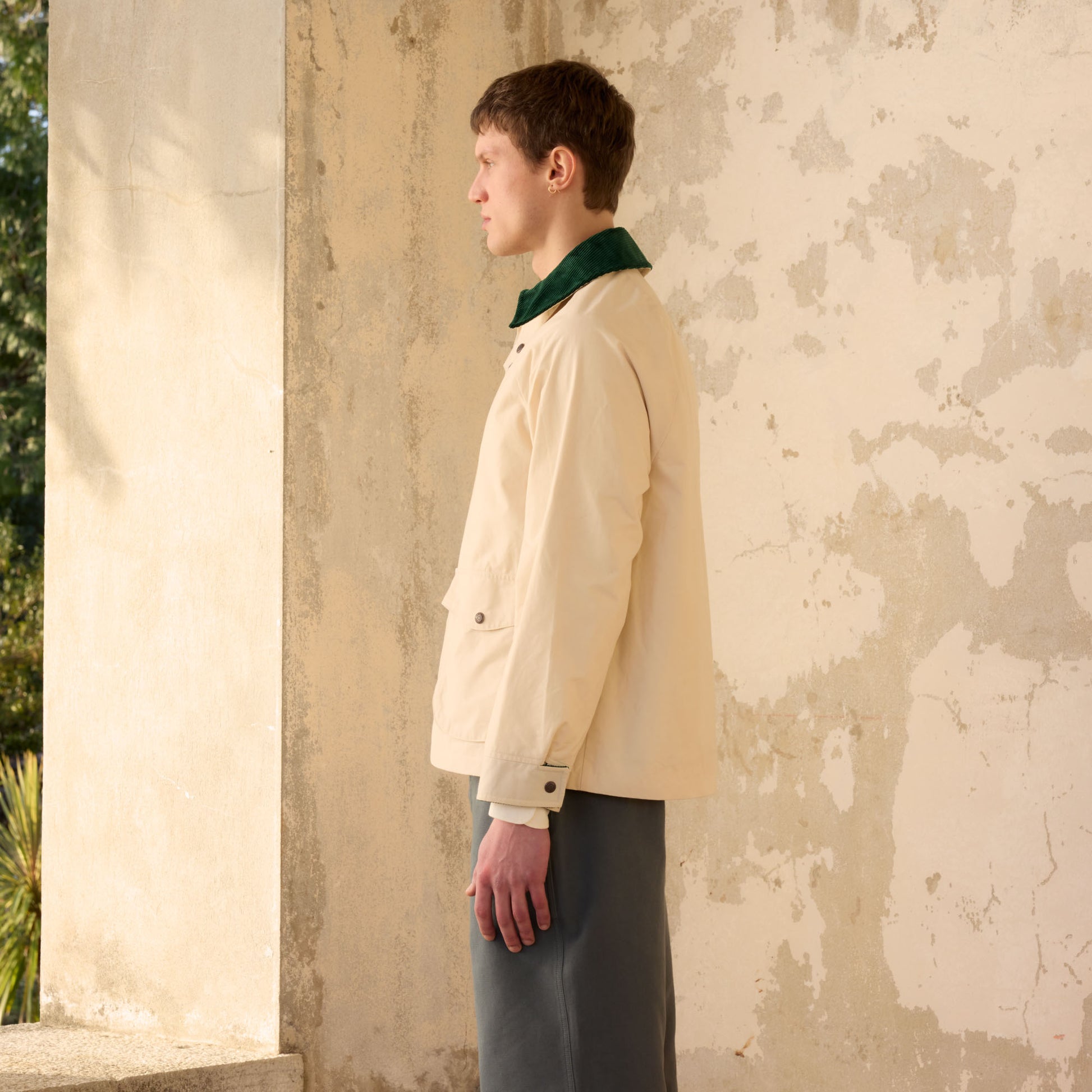 Blouson en coton ciré écru