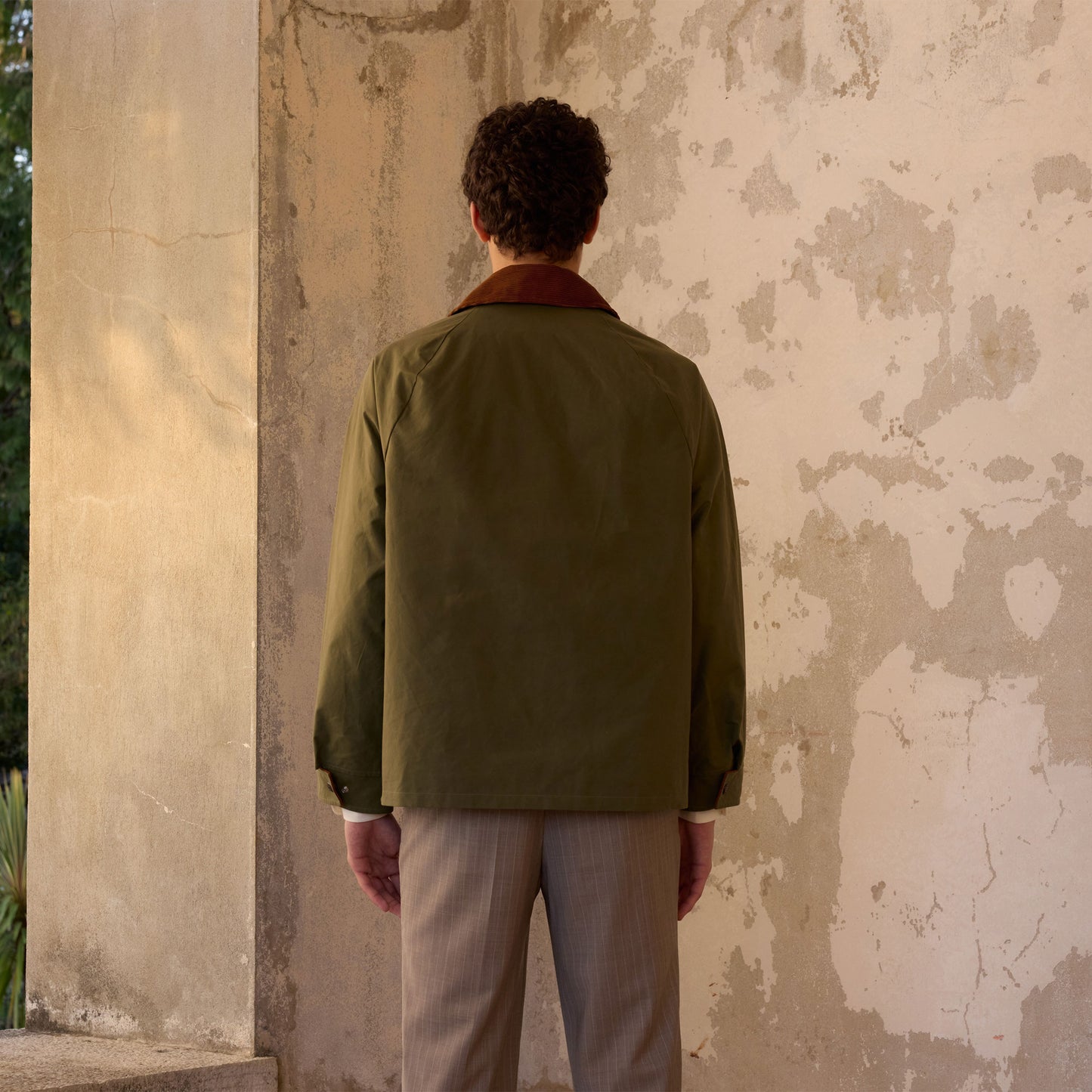 Blouson en coton ciré vert