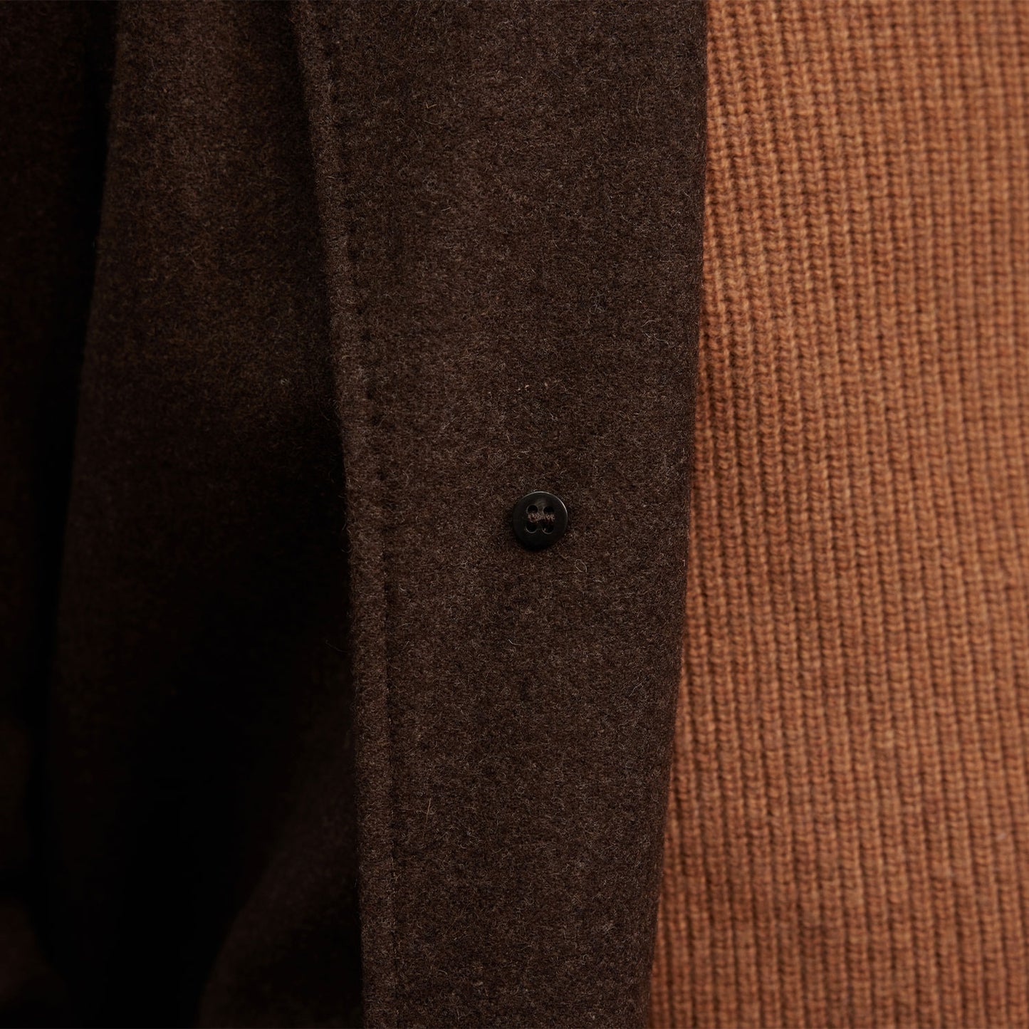 Manteau col tailleur en laine marron