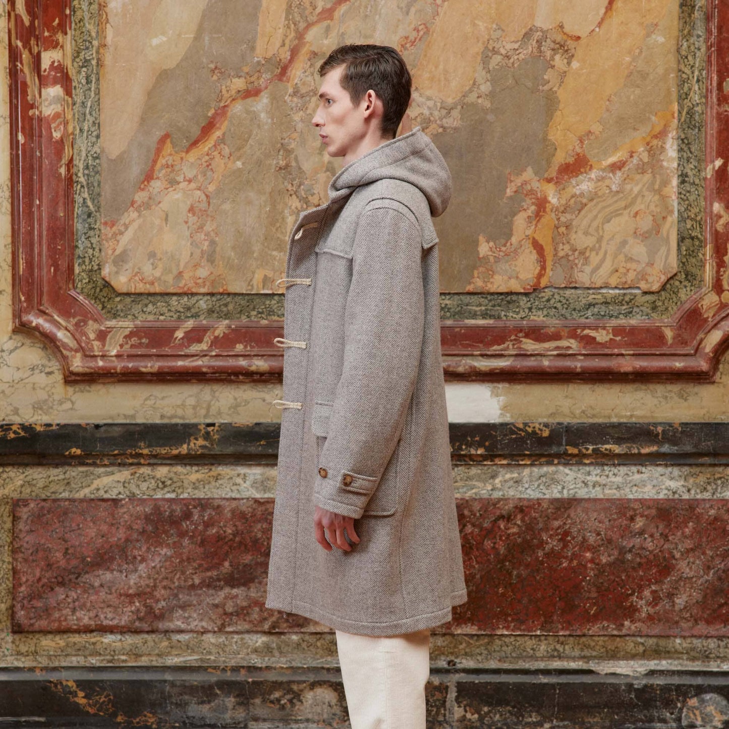 Duffle-coat en laine beige