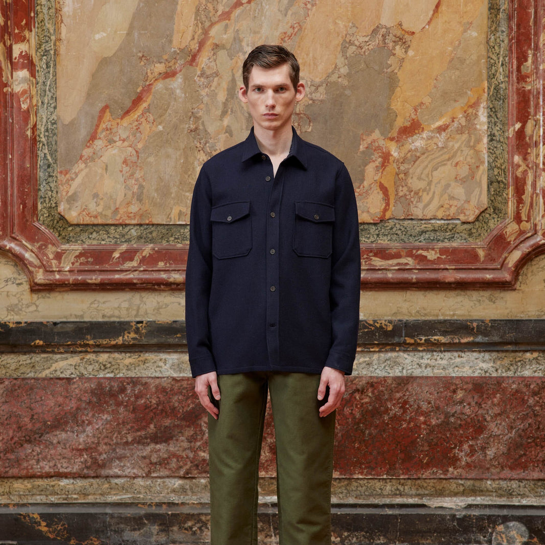 Navy wool overshirt