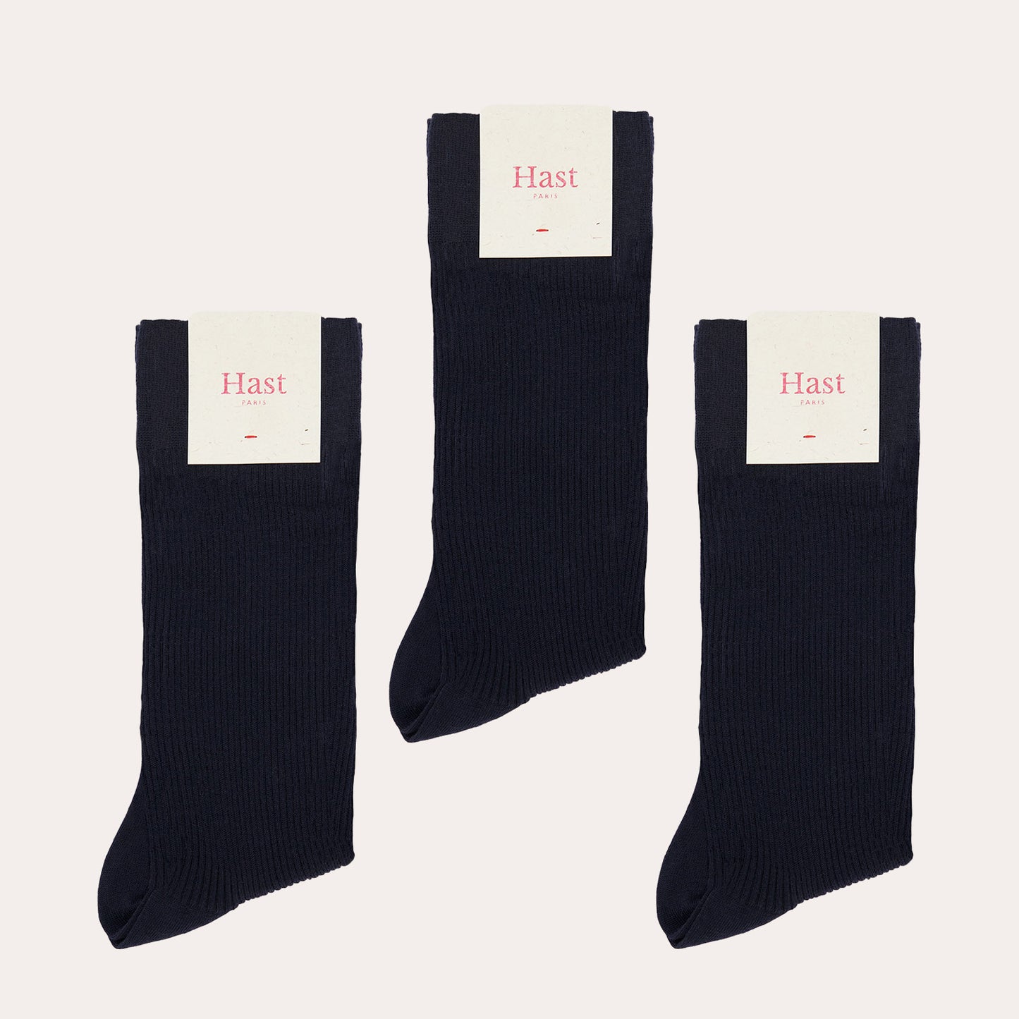 Pack of three navy merino wool socks