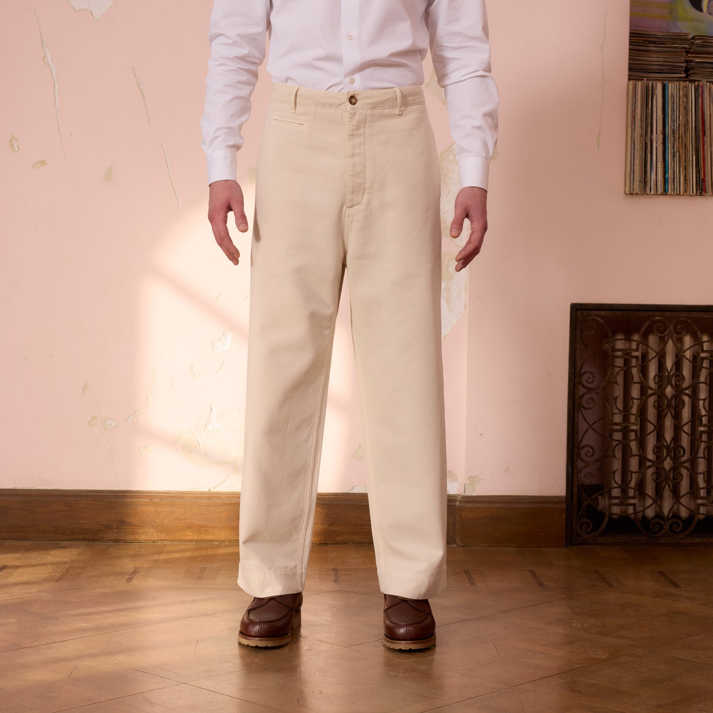 Pantalon en coton écru