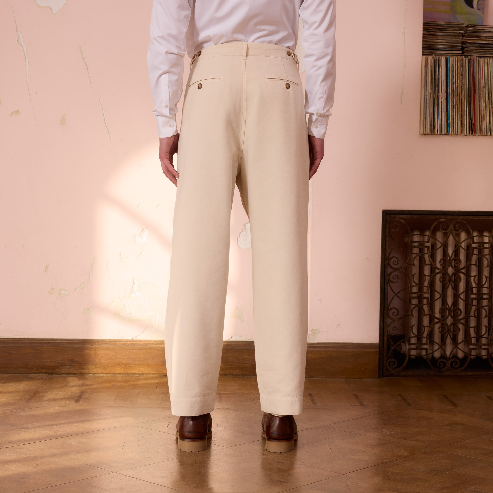 Pantalon en coton écru