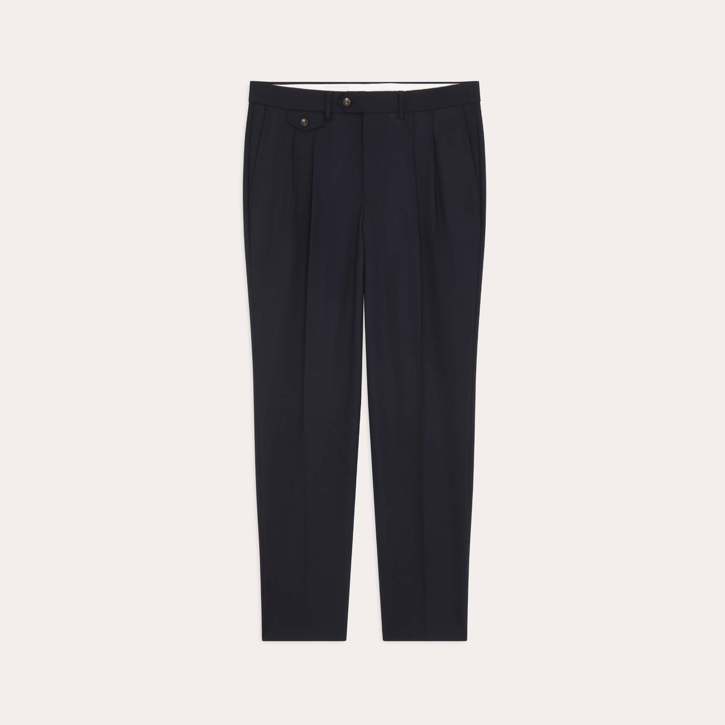 Pantalon à double plis en laine Fresco marine