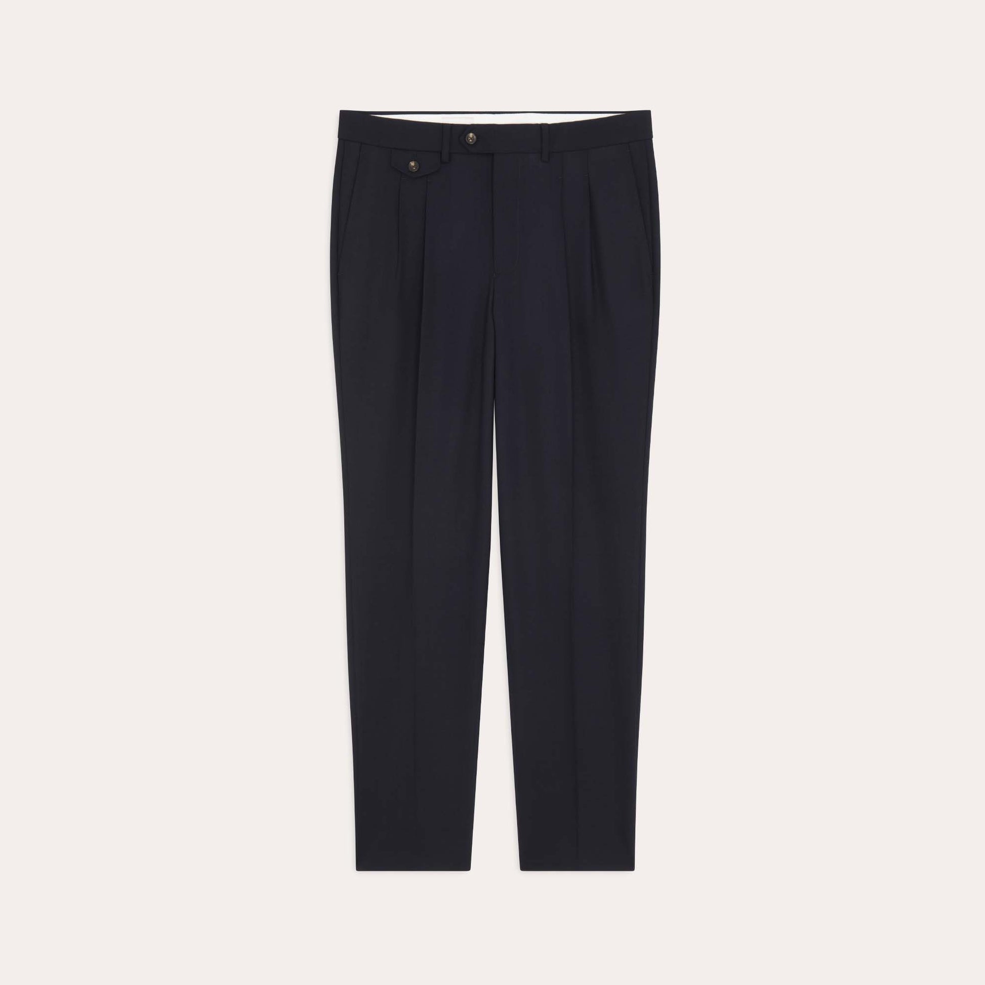 Pantalon à double plis en laine Fresco marine