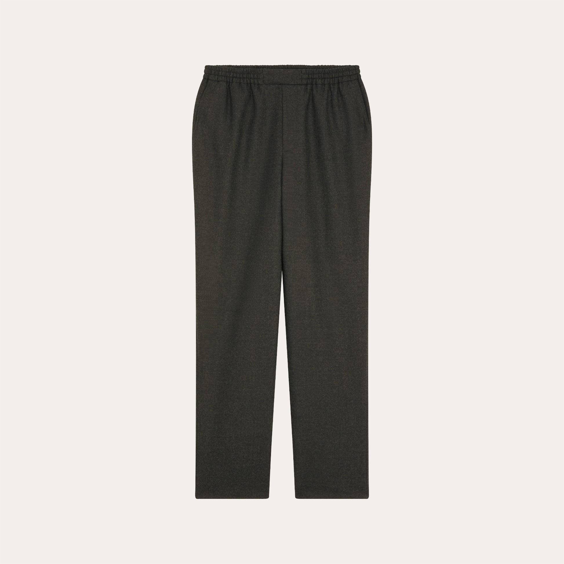 Pantalon à ceinture élastiquée en flanelle de laine anthracite