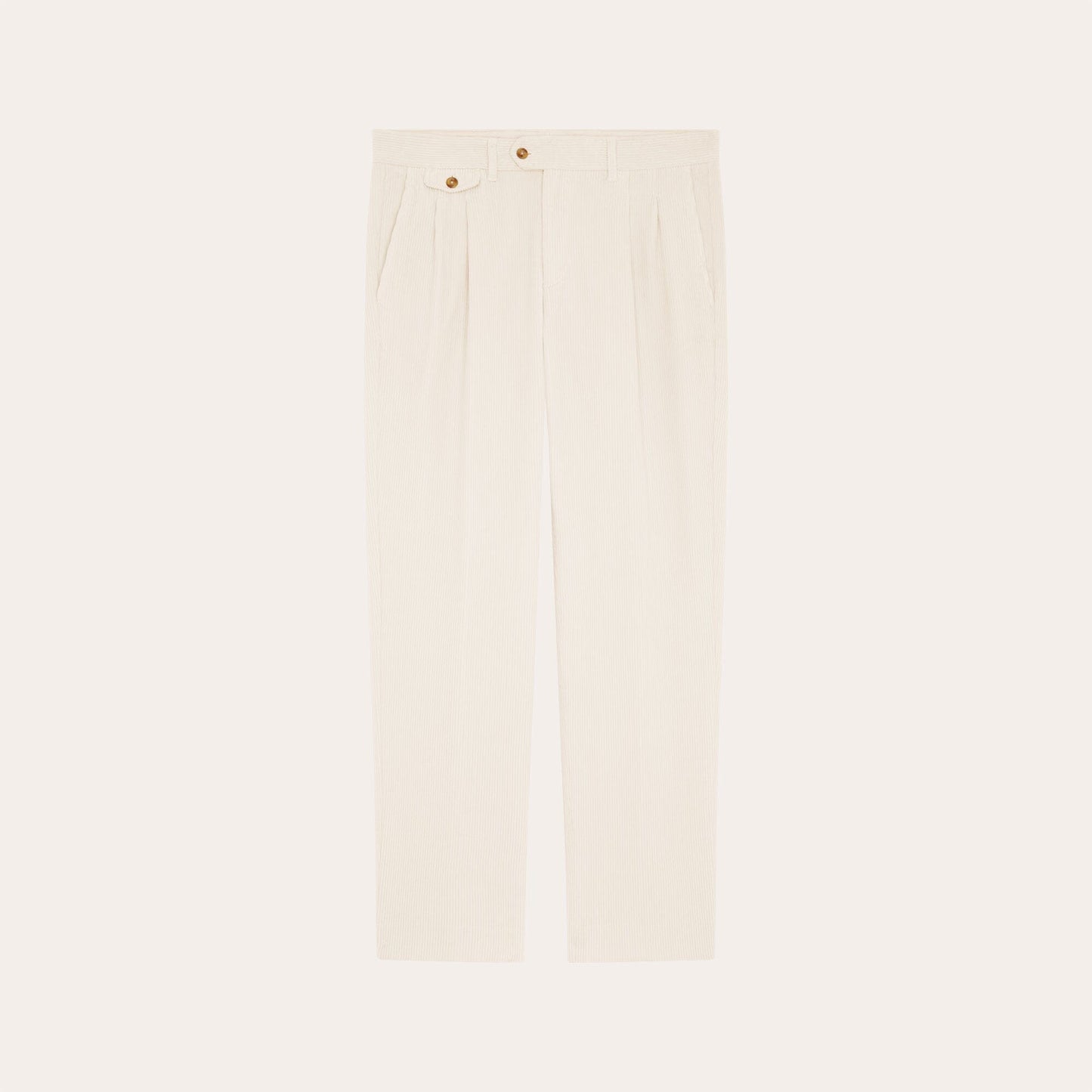 Double pleated trousers in ecru velvet