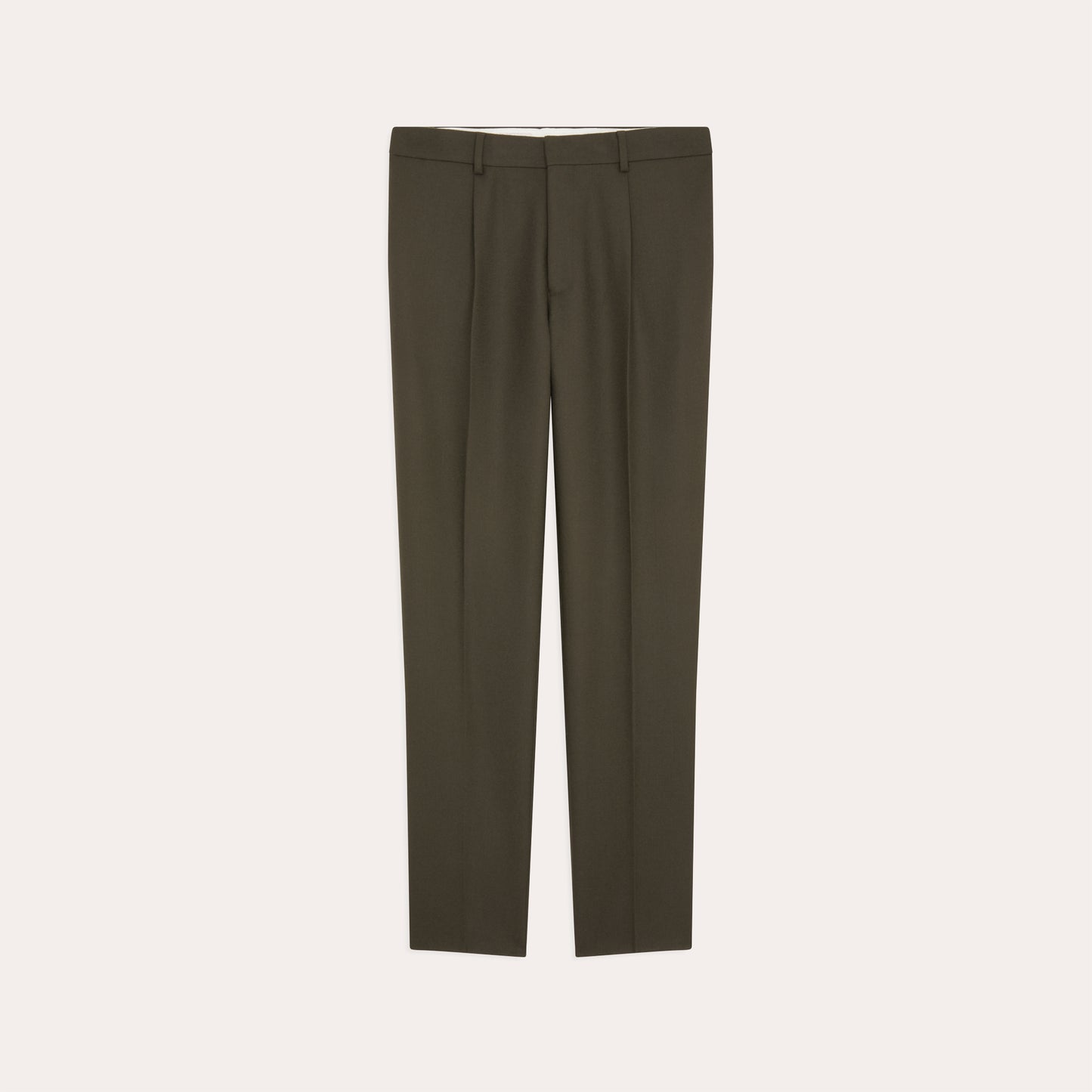 Pantalon à pince en laine vert kaki