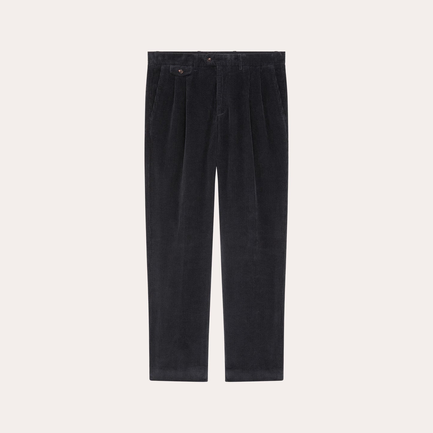 Pantalon à double plis en velours marine