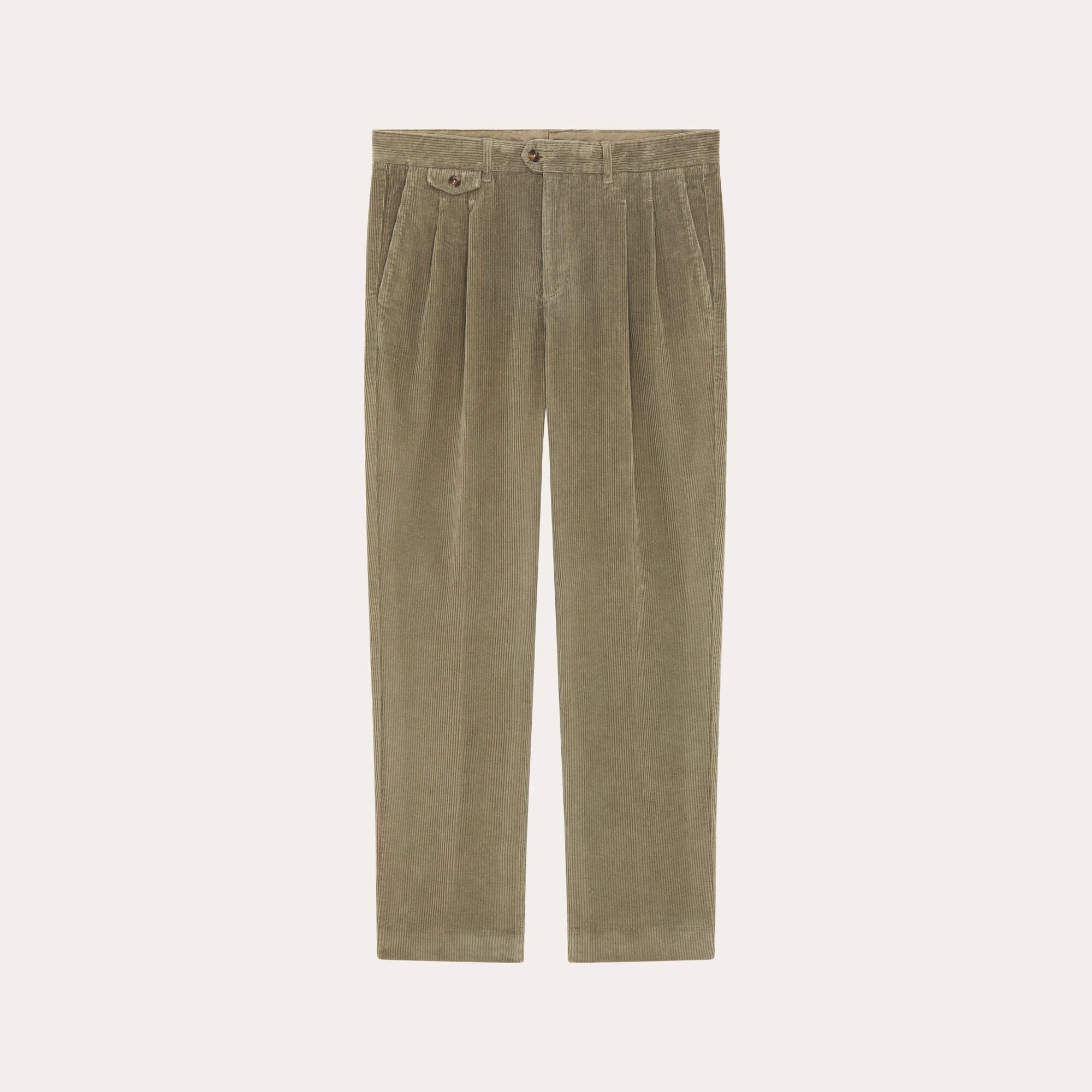 Double pleated sage green corduroy trousers Hast Paris