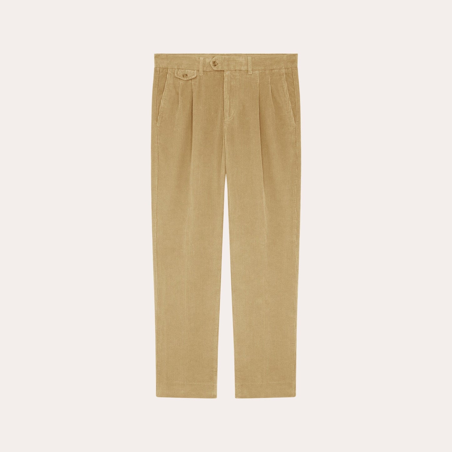 Beige velvet double pleated trousers