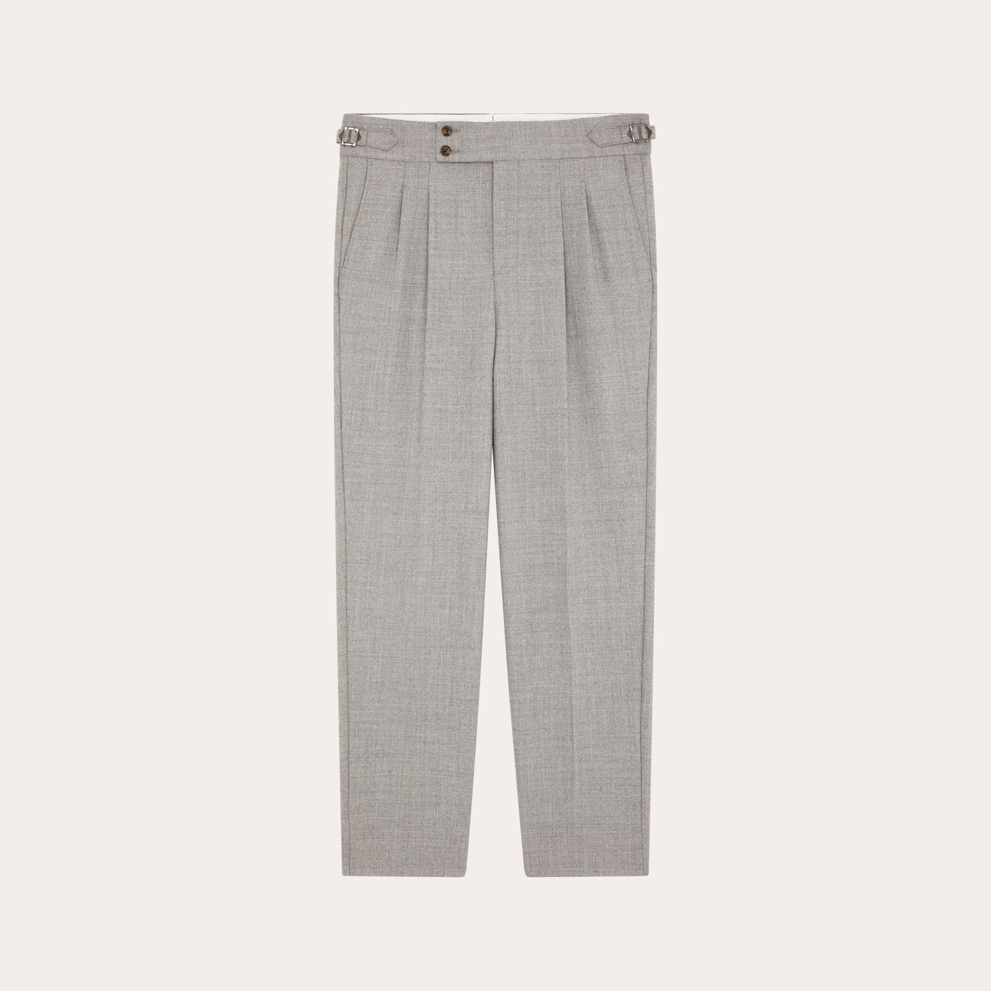 Pantalon à double plis en laine gris clair