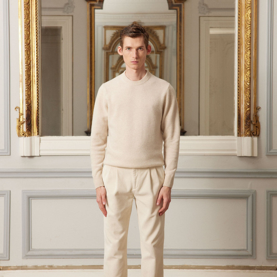 Heather beige merino wool sweater