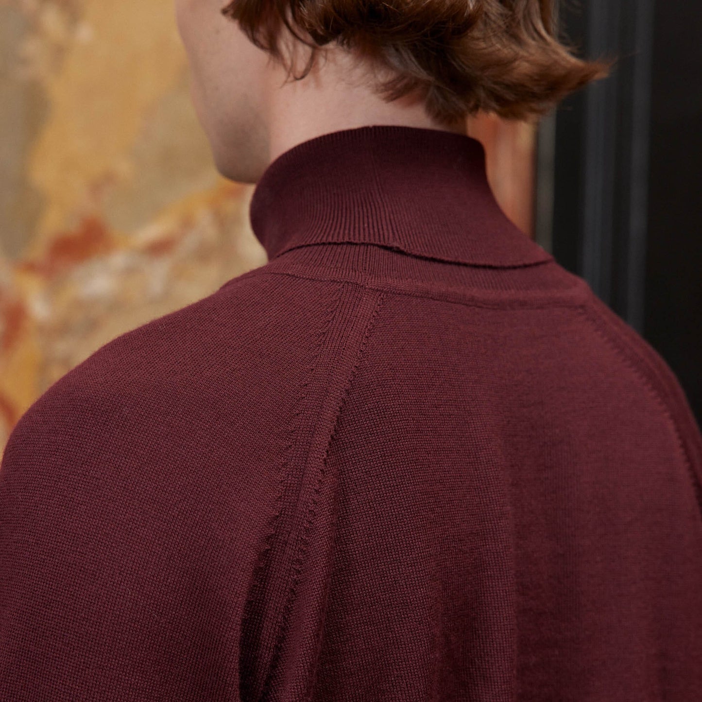 Burgundy Merino Wool Turtleneck Sweater