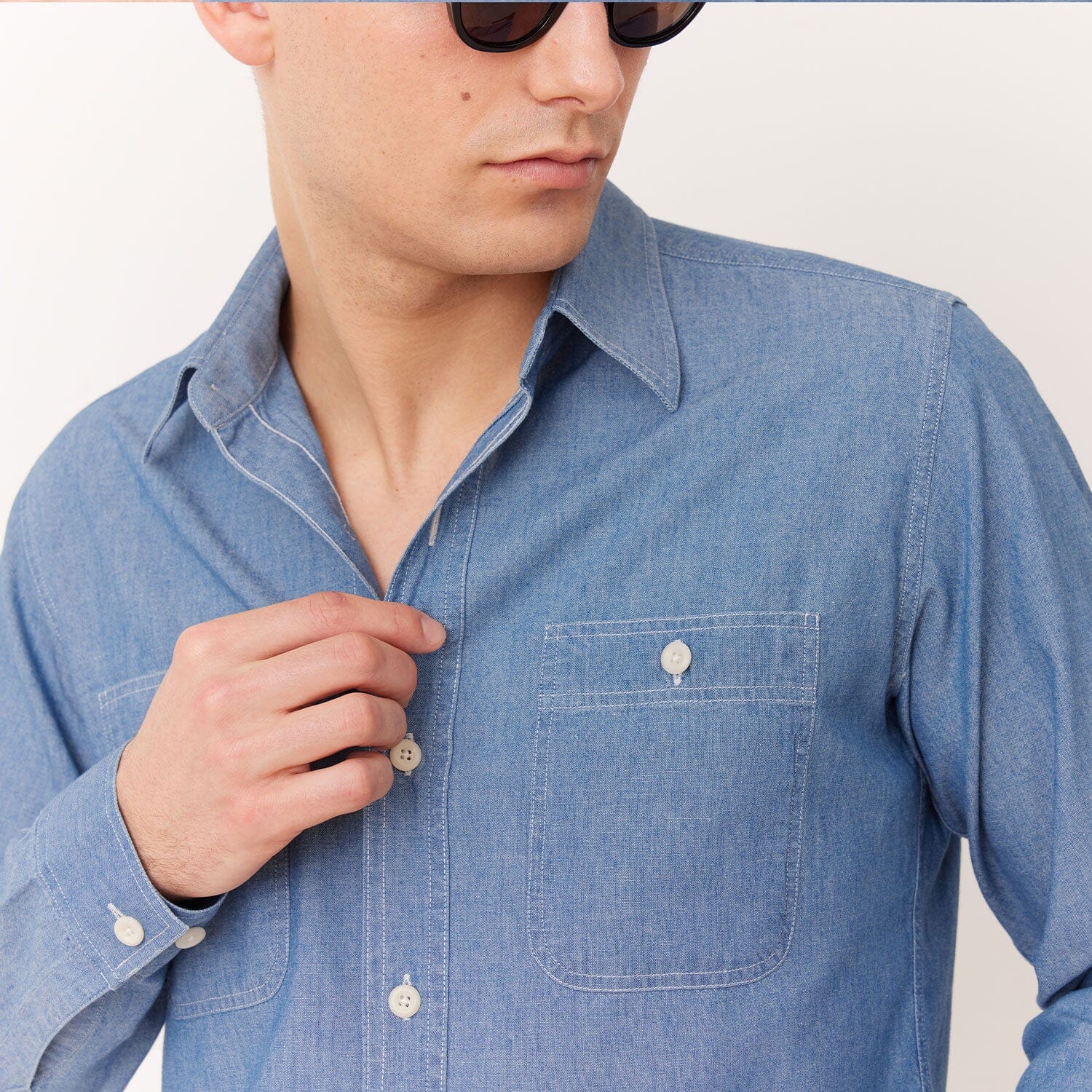 Chemise en chambray bleue