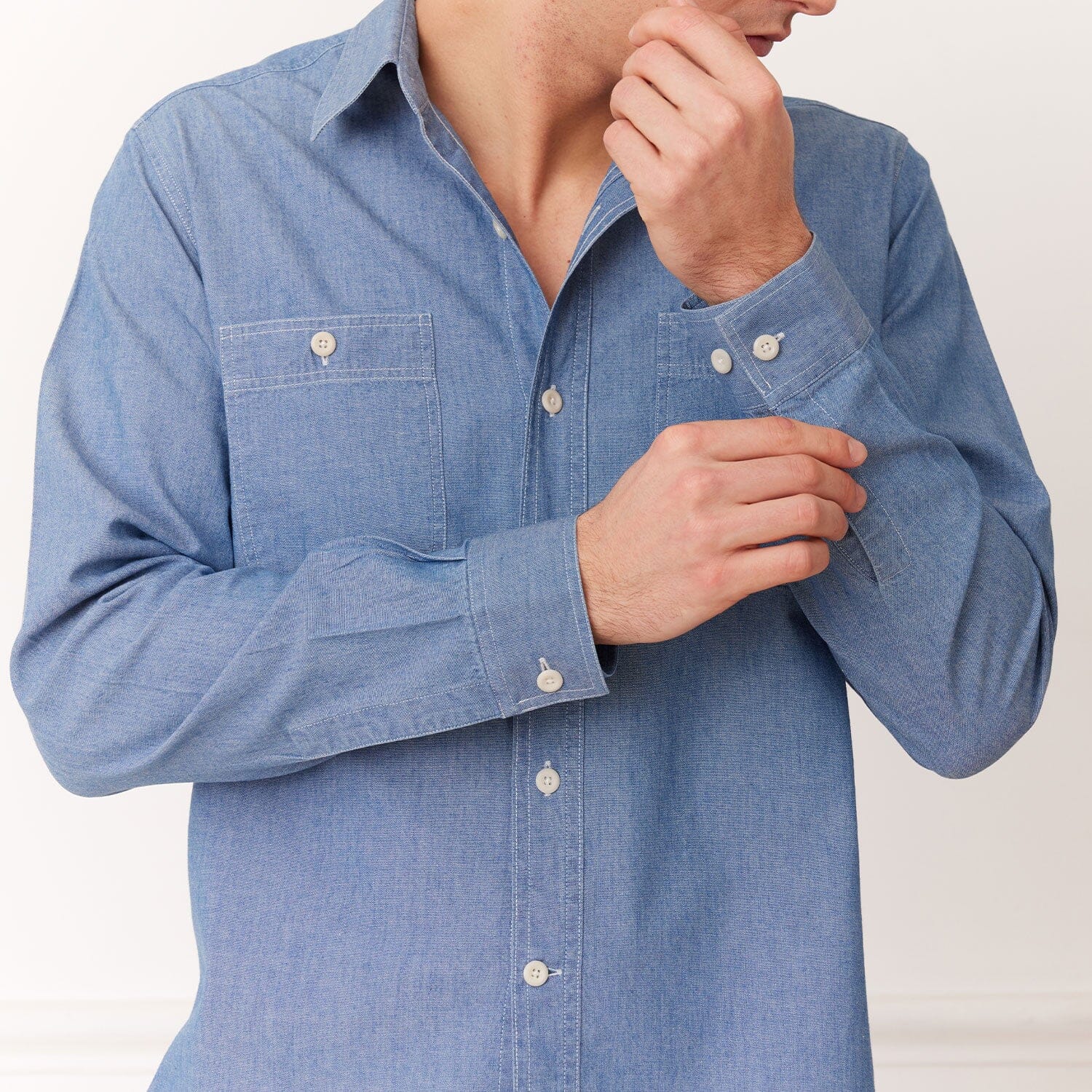 Chemise en chambray bleue