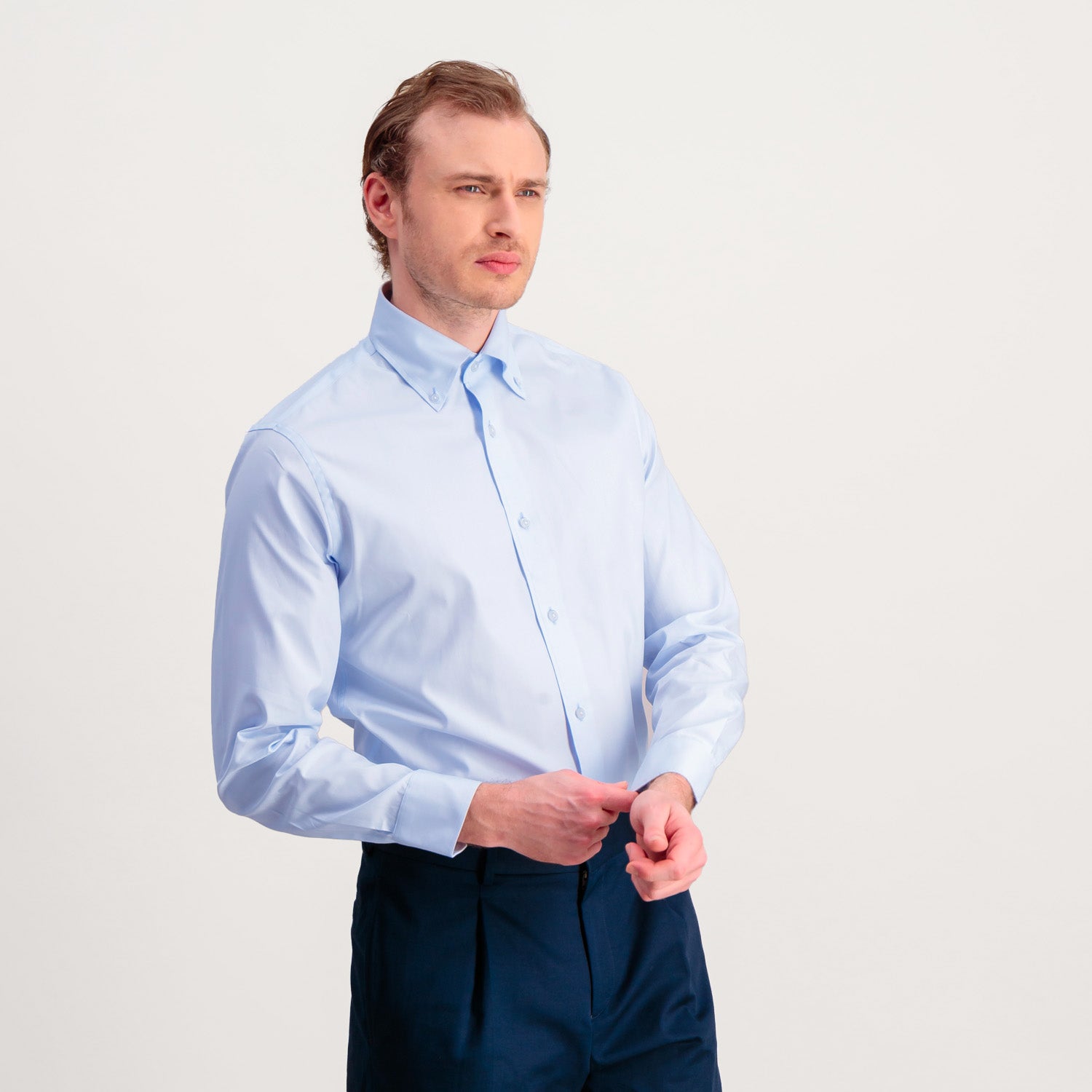 Chemise en oxford double retors bleu ciel