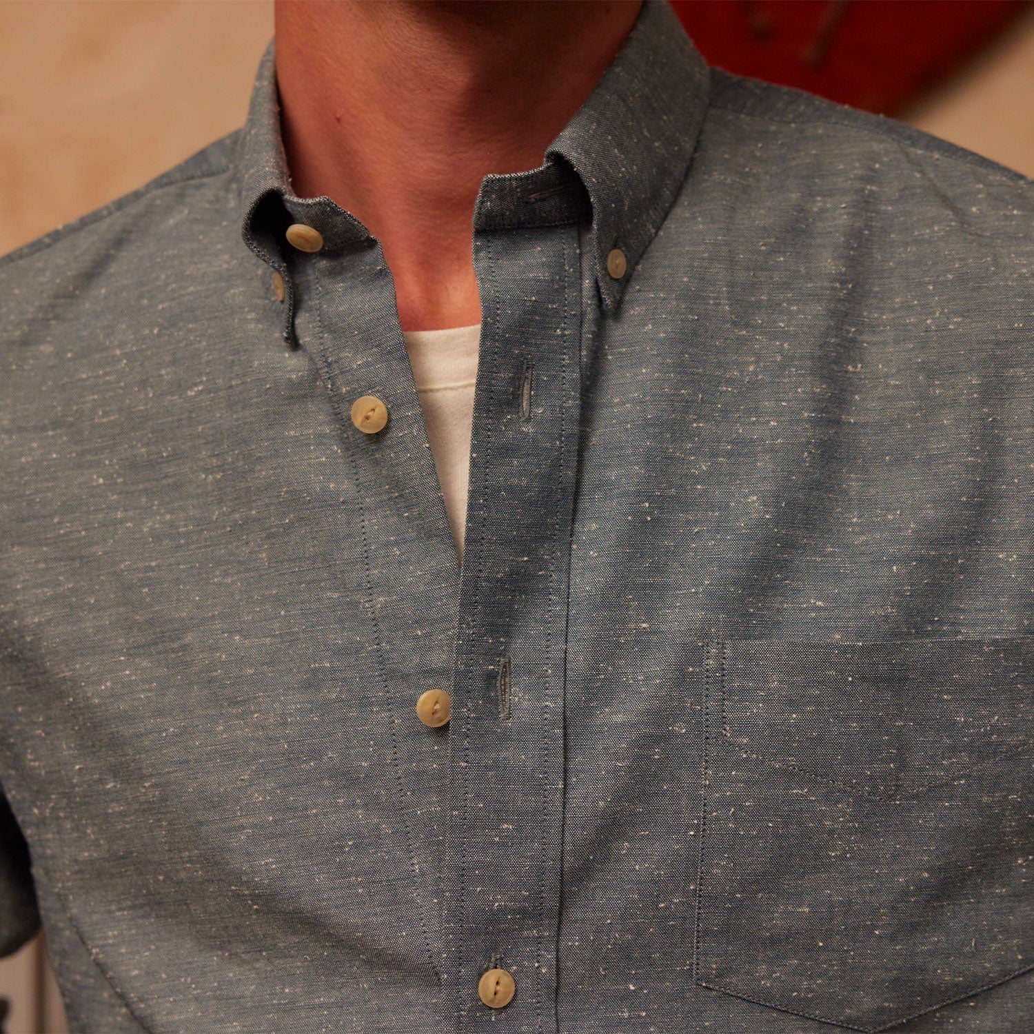 Chemise bleu pucé