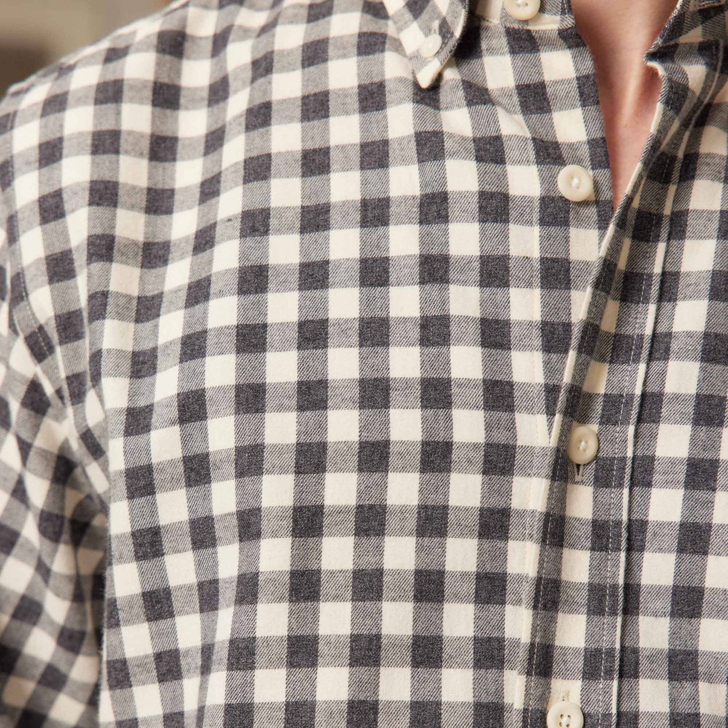 Gray gingham flannel shirt