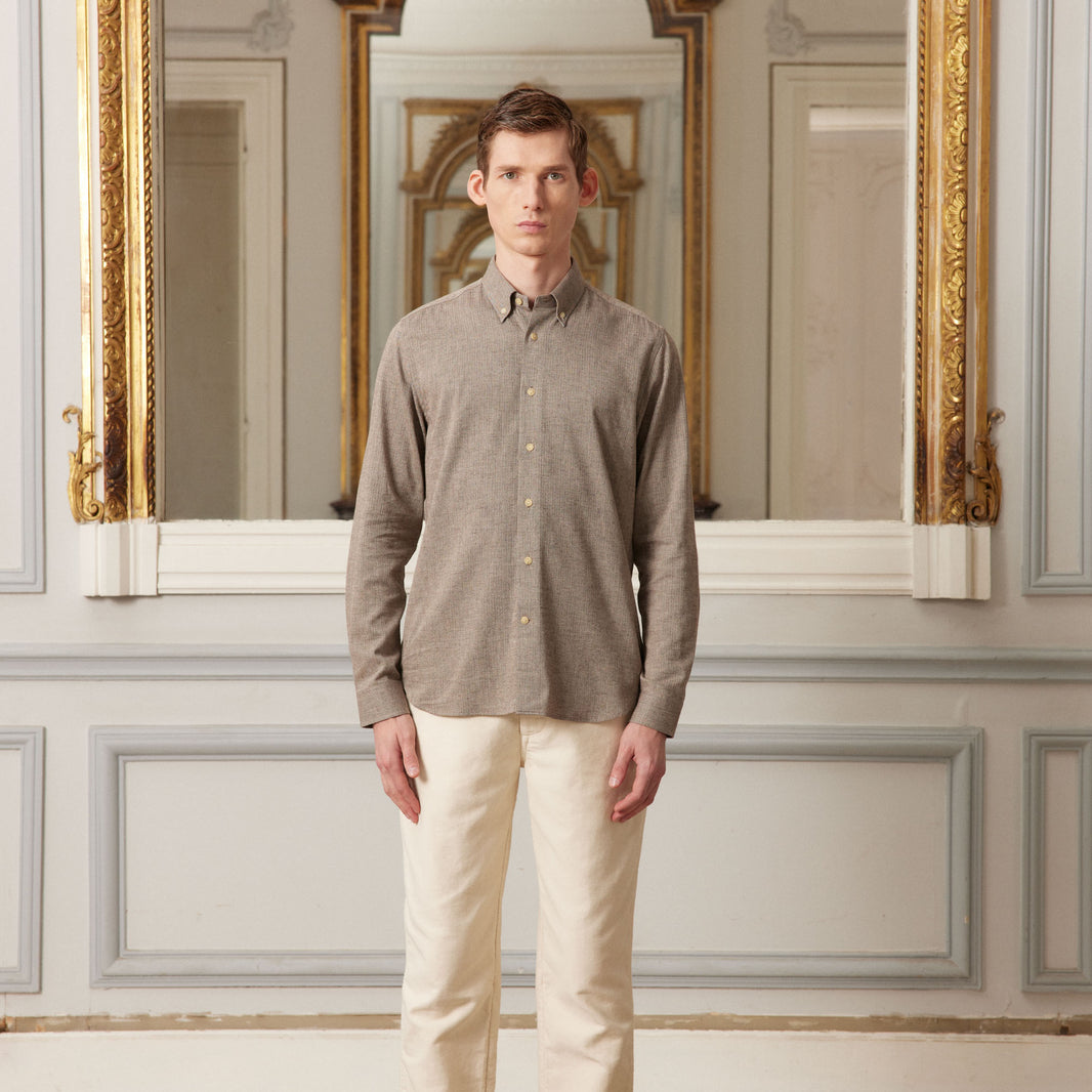 Chemise en flanelle légère taupe