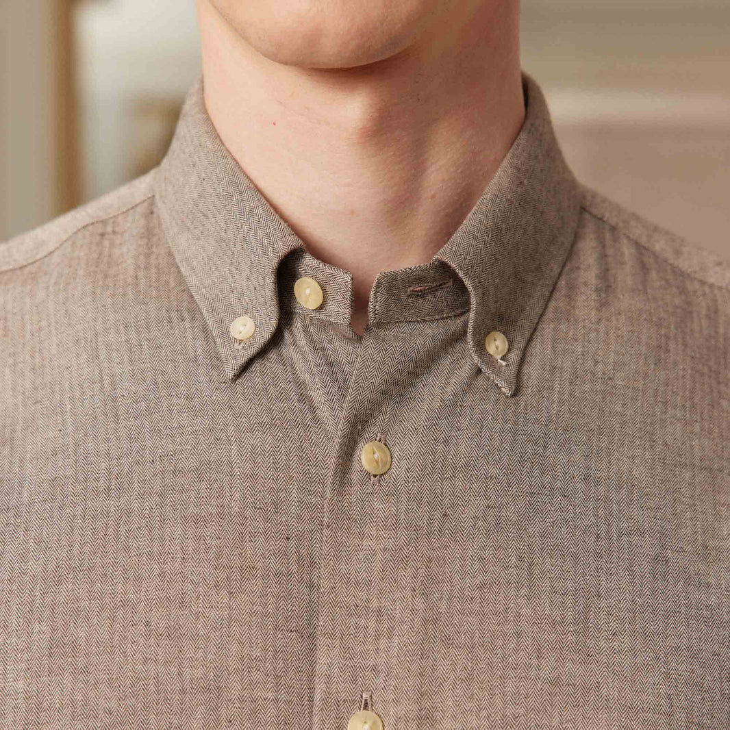 Chemise en flanelle légère taupe