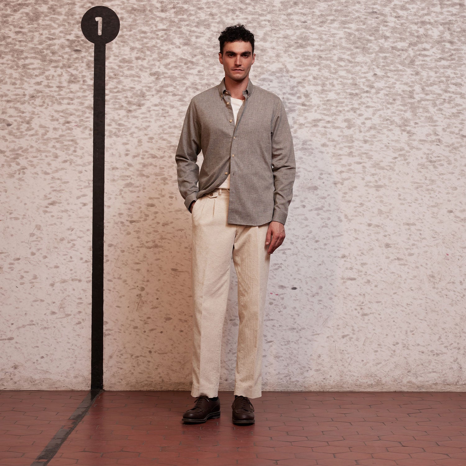 Chemise en flanelle légère taupe