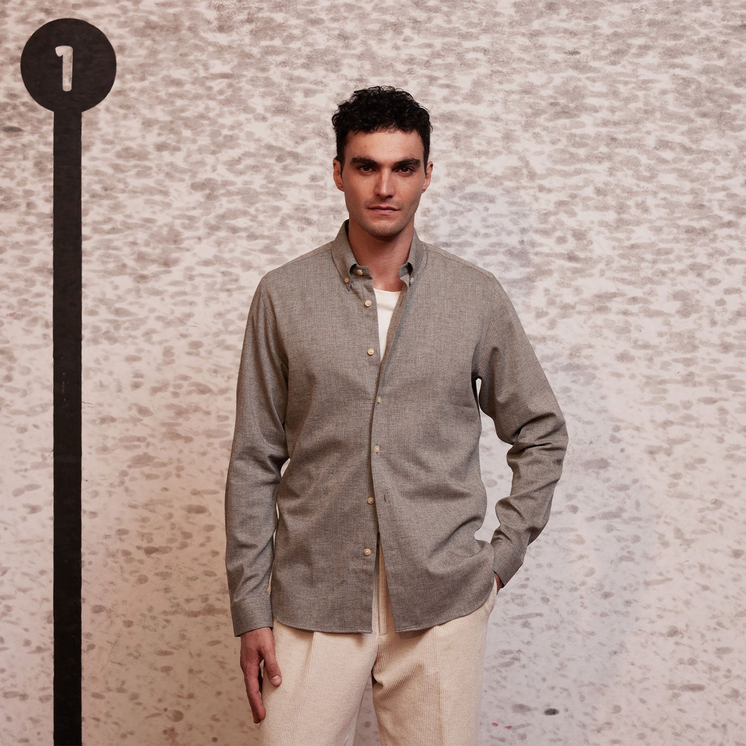 Chemise en flanelle légère taupe