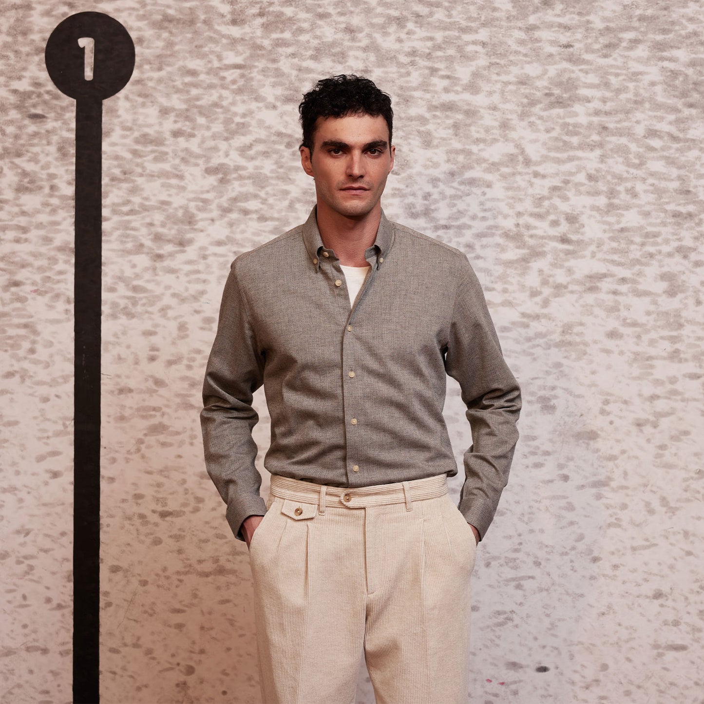 Chemise en flanelle légère taupe