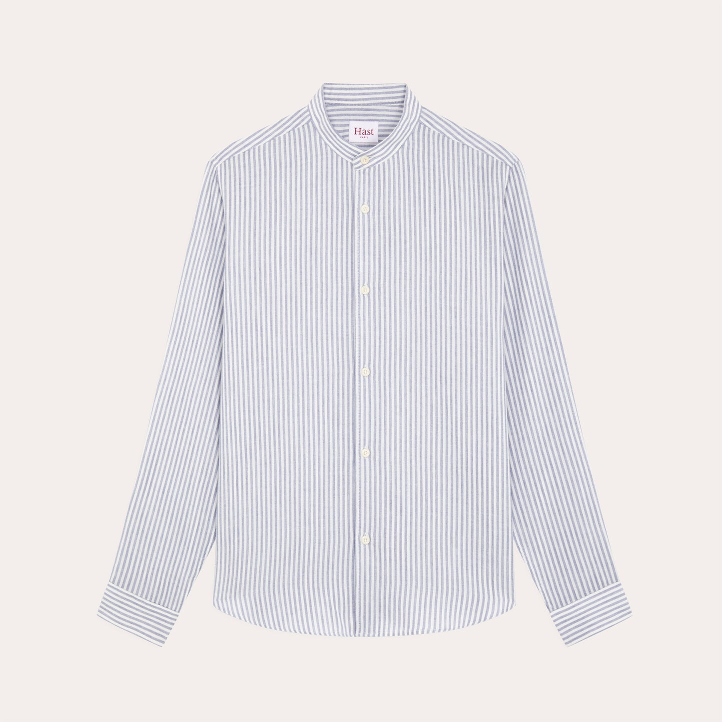 Blue and white striped modal and merino wool shirt