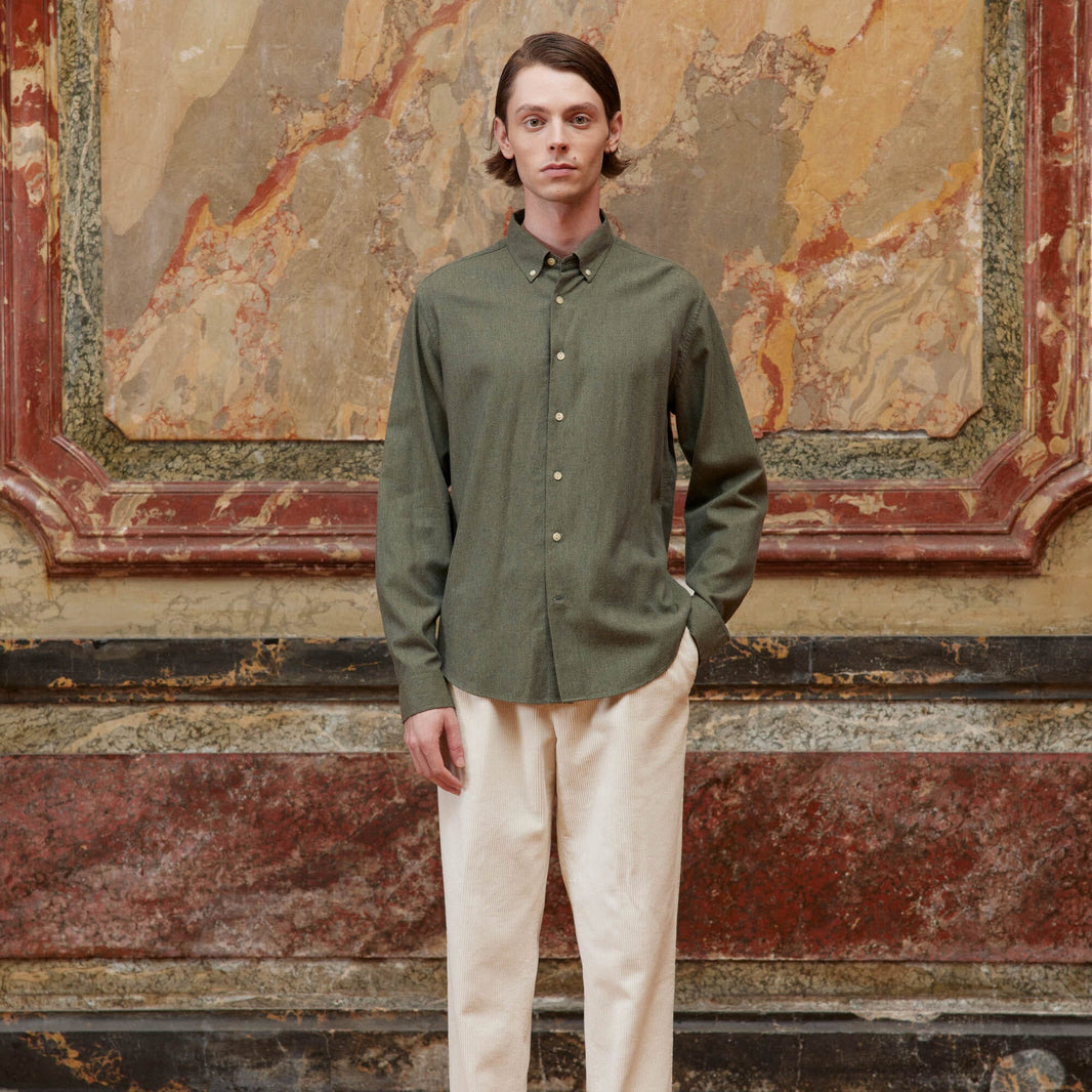 Chemise en flanelle légère verte