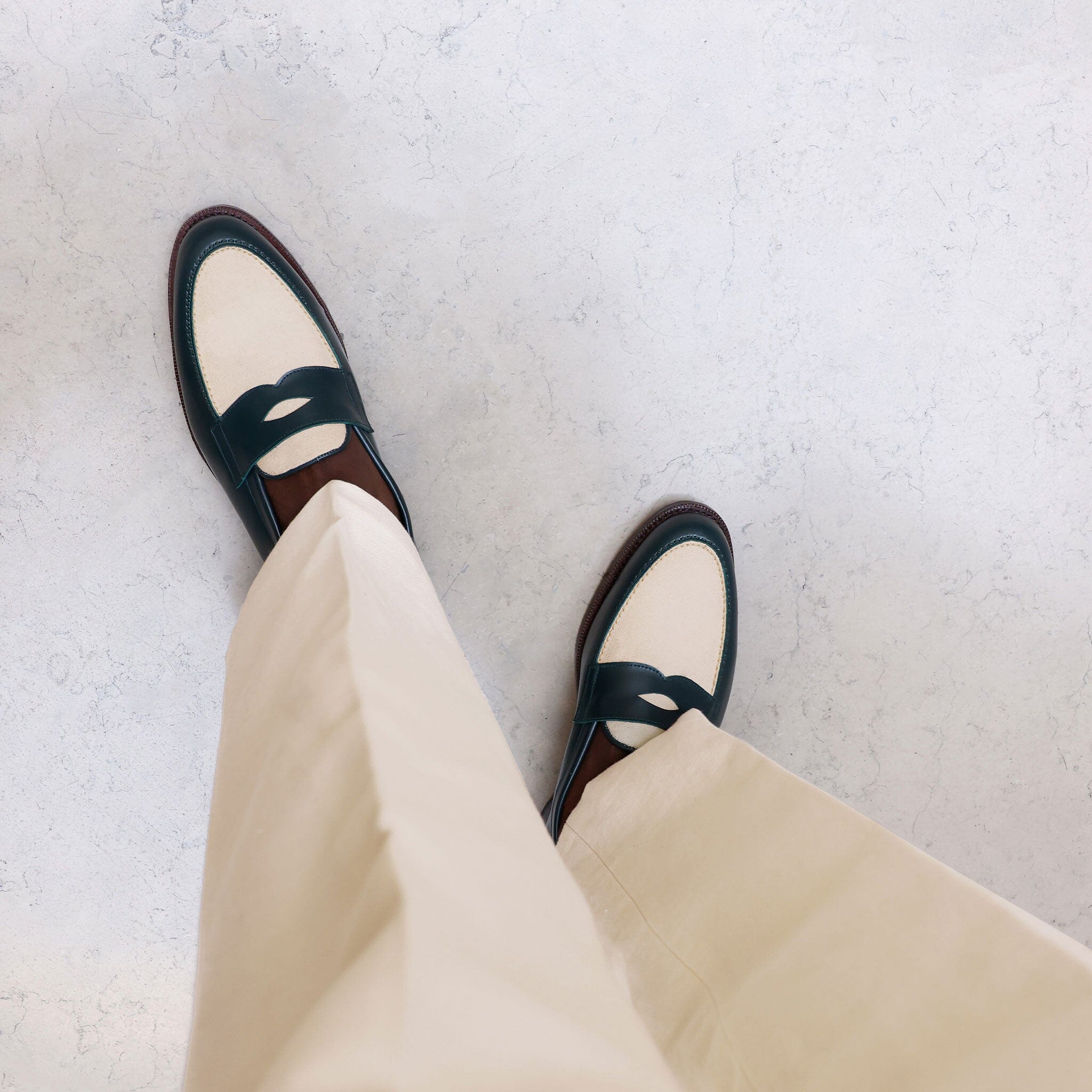 Two-tone English green moccasin