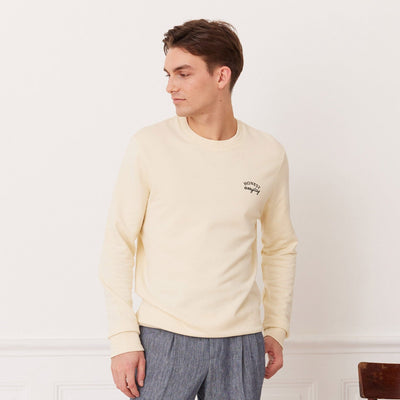 Embroidered sweatshirt in ecru organic cotton