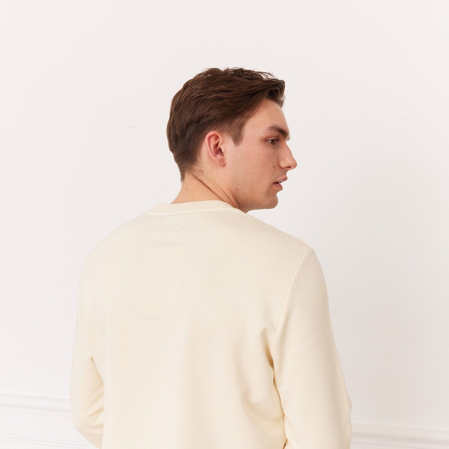 Embroidered sweatshirt in ecru organic cotton