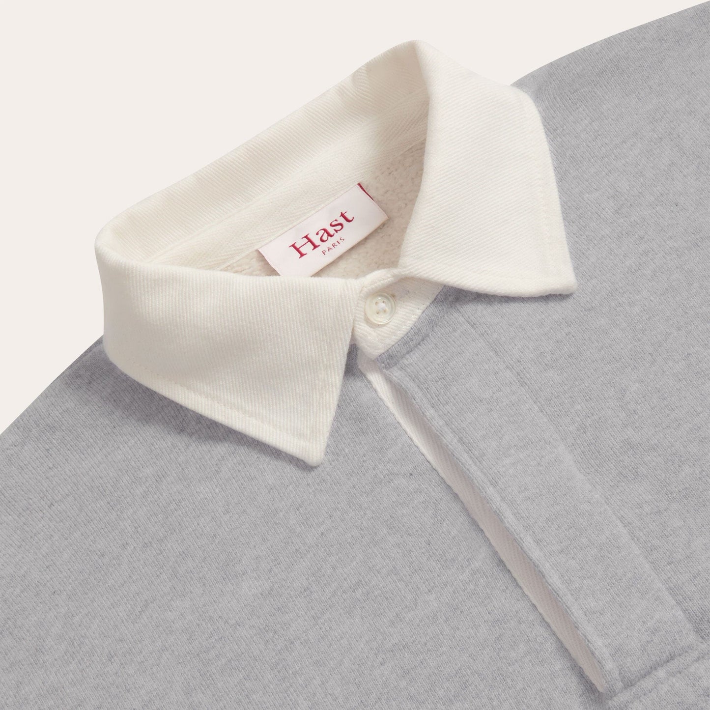 Light gray fleece rugby polo shirt