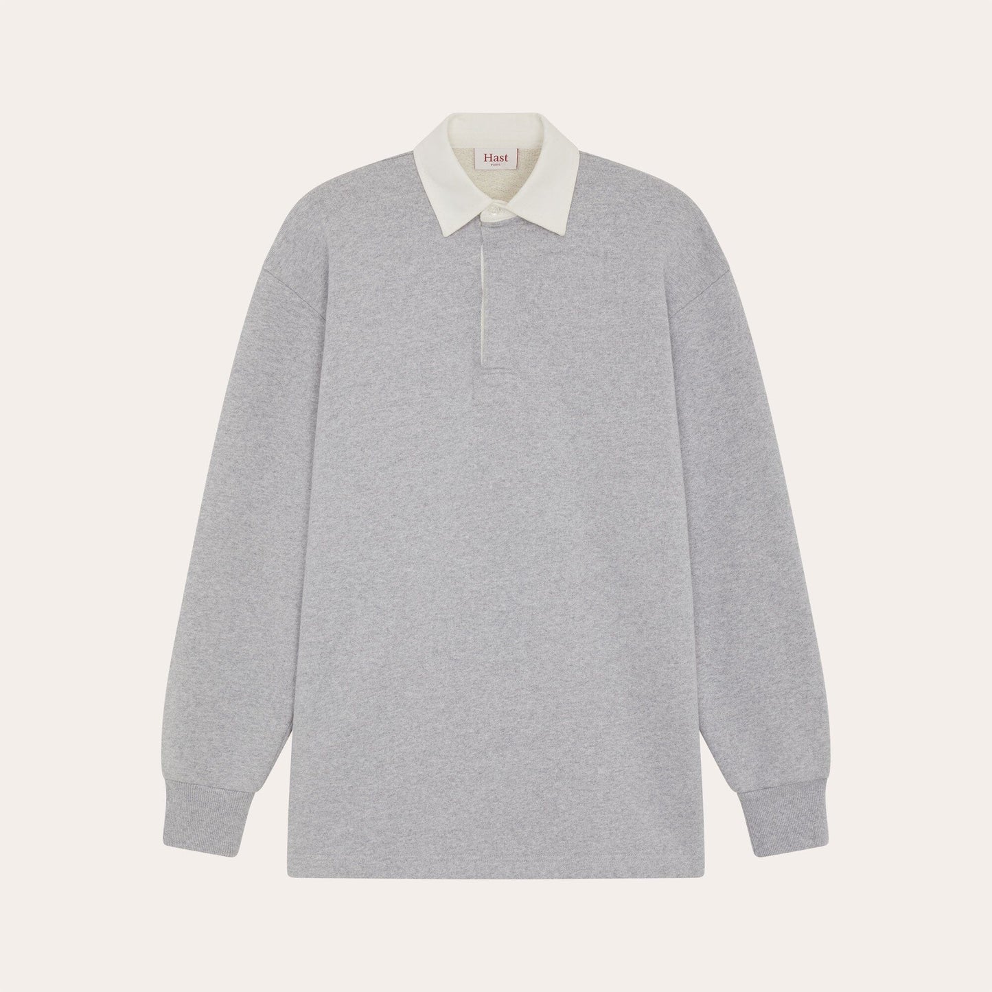 Light gray fleece rugby polo shirt