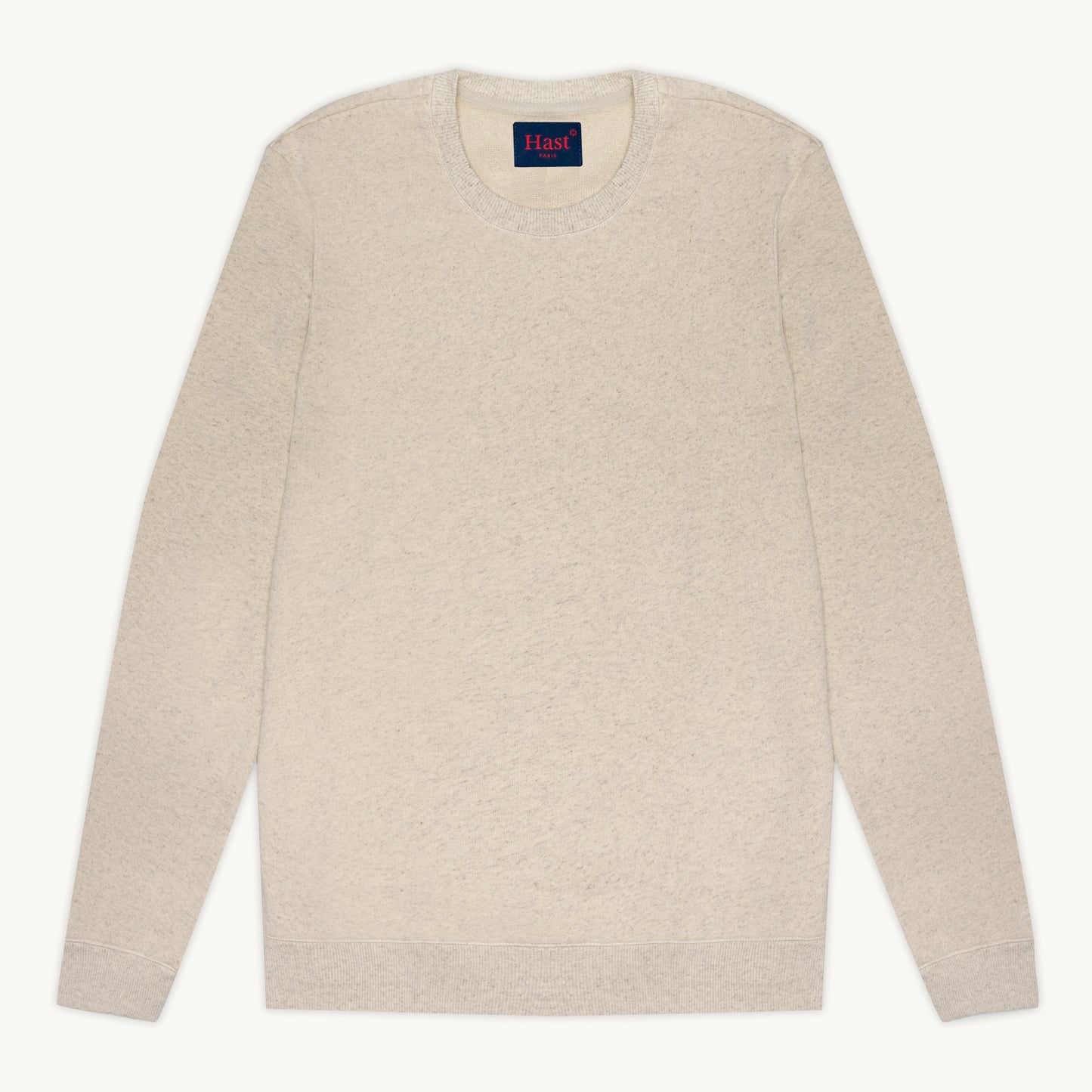 Sweatshirt en coton biologique et chanvre écru chiné