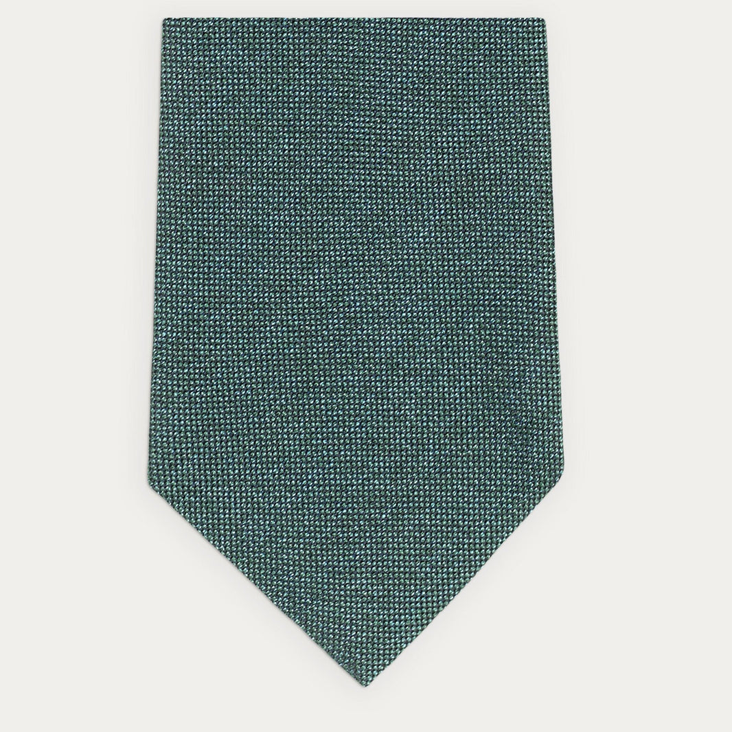 Green silk and cotton tie