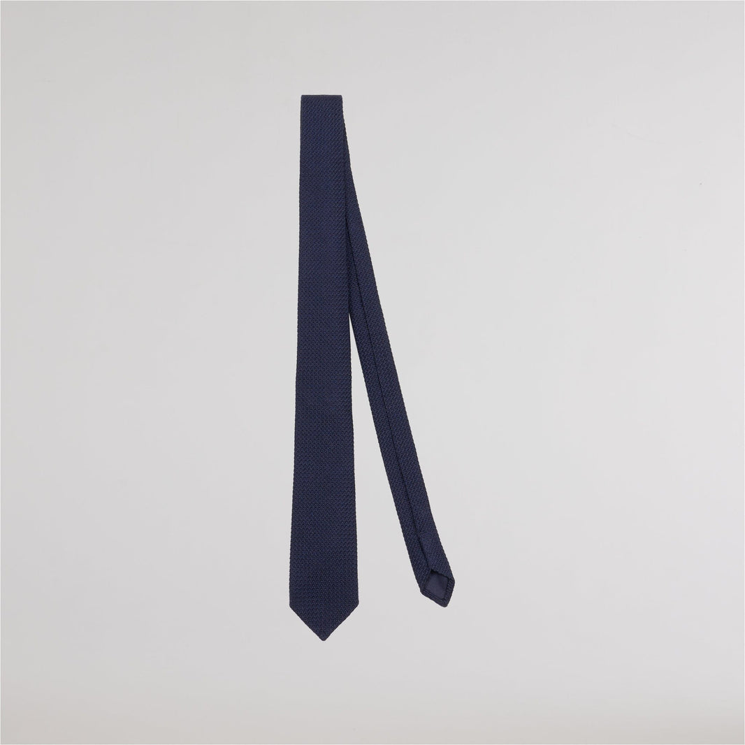 Navy blue tie in grenadine silk and cotton